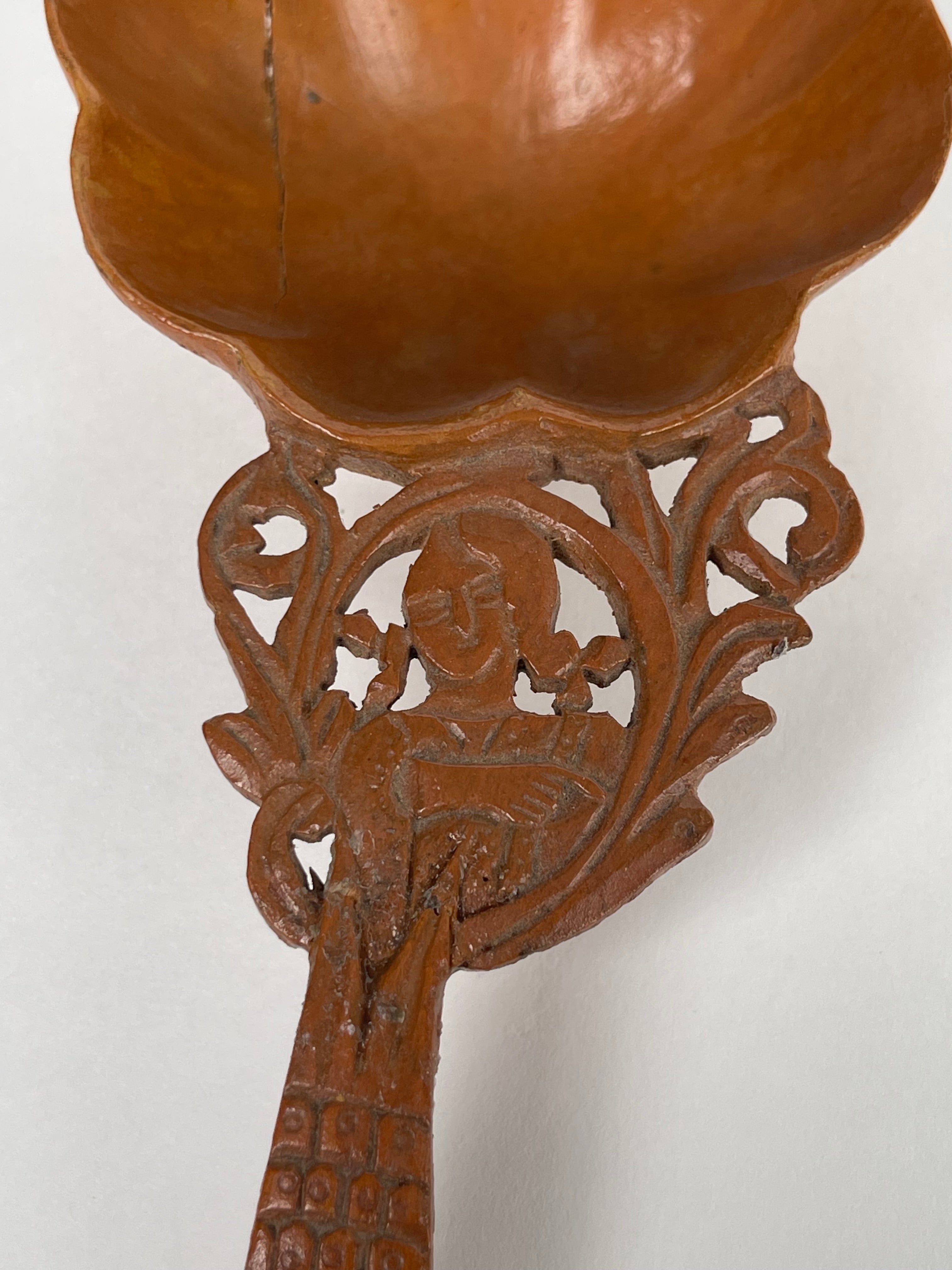 A Persian Qajar Hand Carved Wooden Sherbet Spoon. Circa 1880