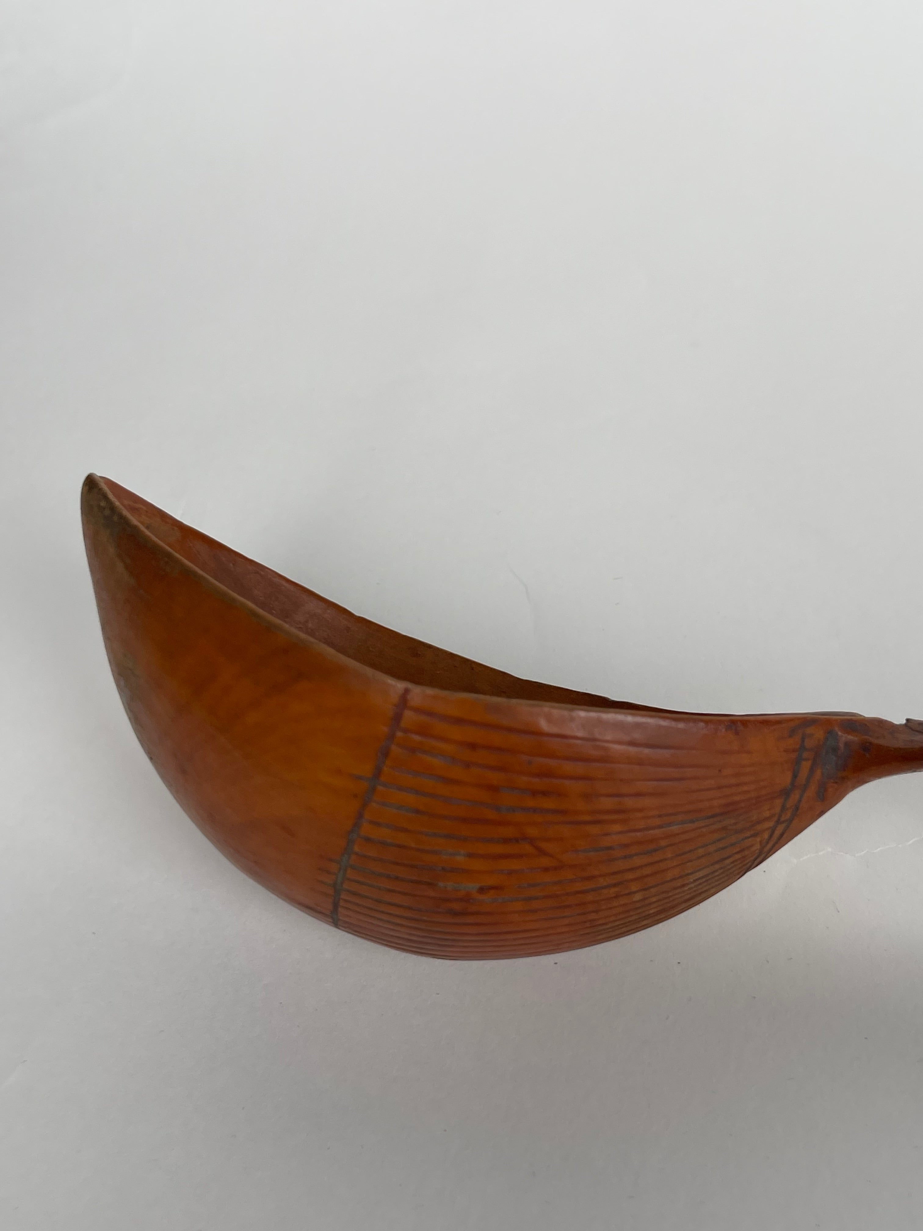 A Persian Qajar Hand Carved Wooden Sherbet Spoon. Circa 1880