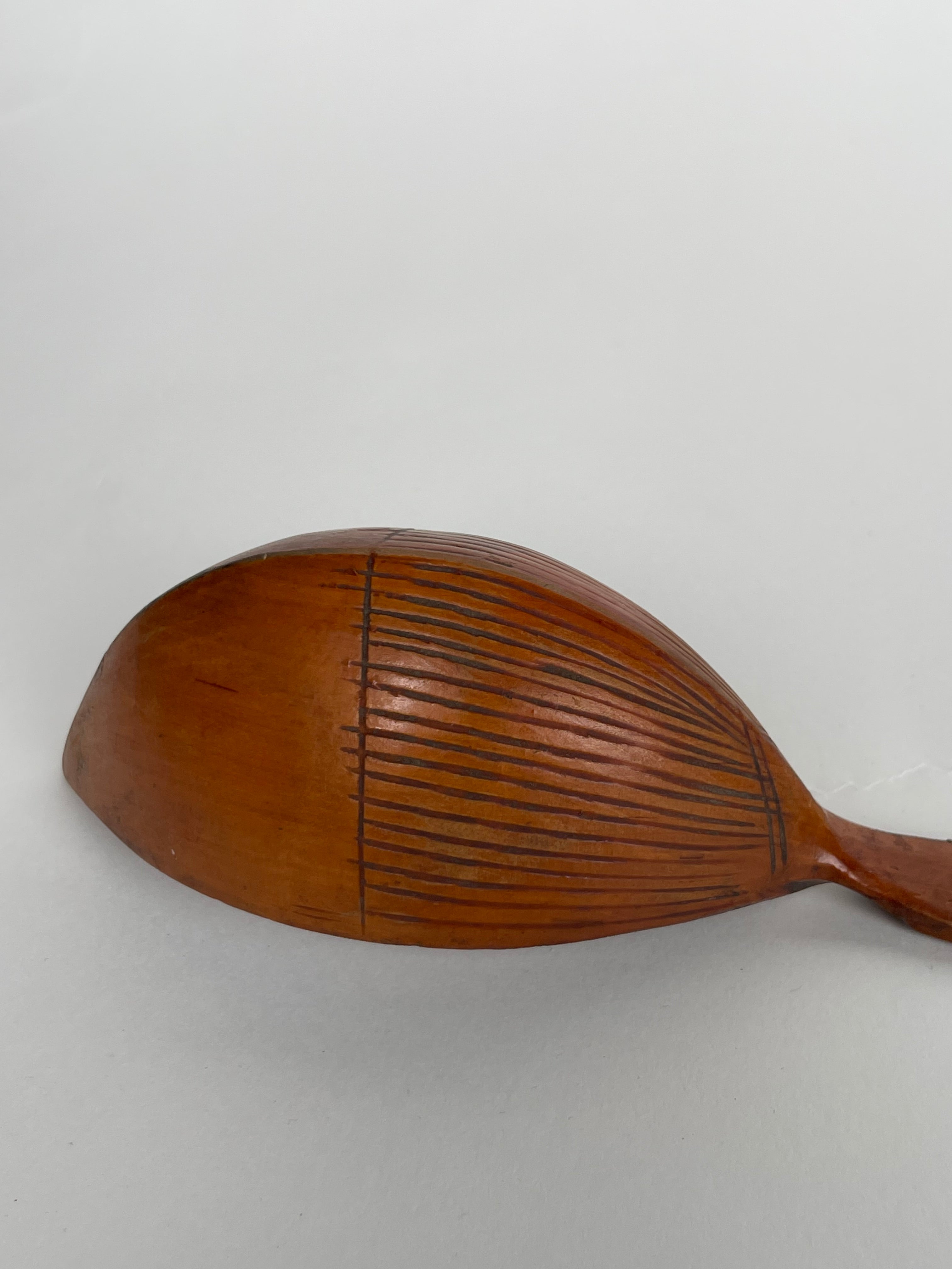 A Persian Qajar Hand Carved Wooden Sherbet Spoon. Circa 1880