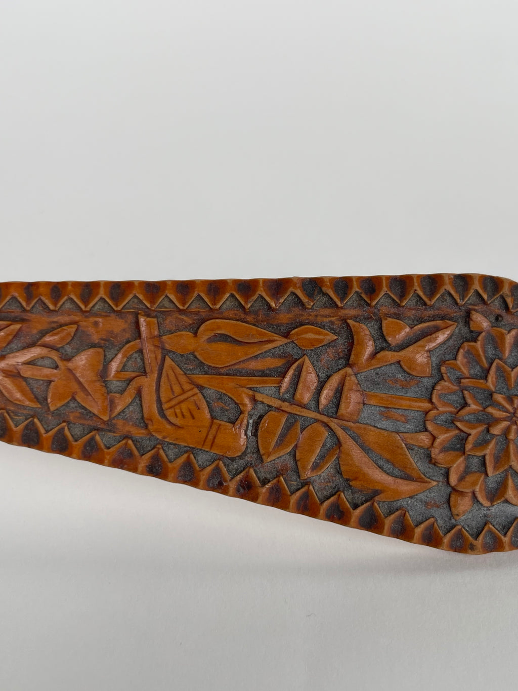 A Persian Qajar Hand Carved Wooden Sherbet Spoon. Circa 1880