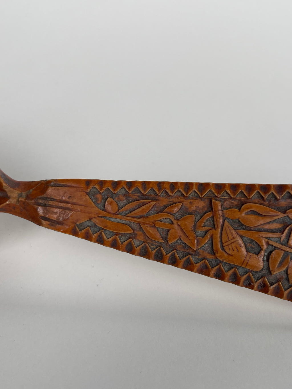 A Persian Qajar Hand Carved Wooden Sherbet Spoon. Circa 1880