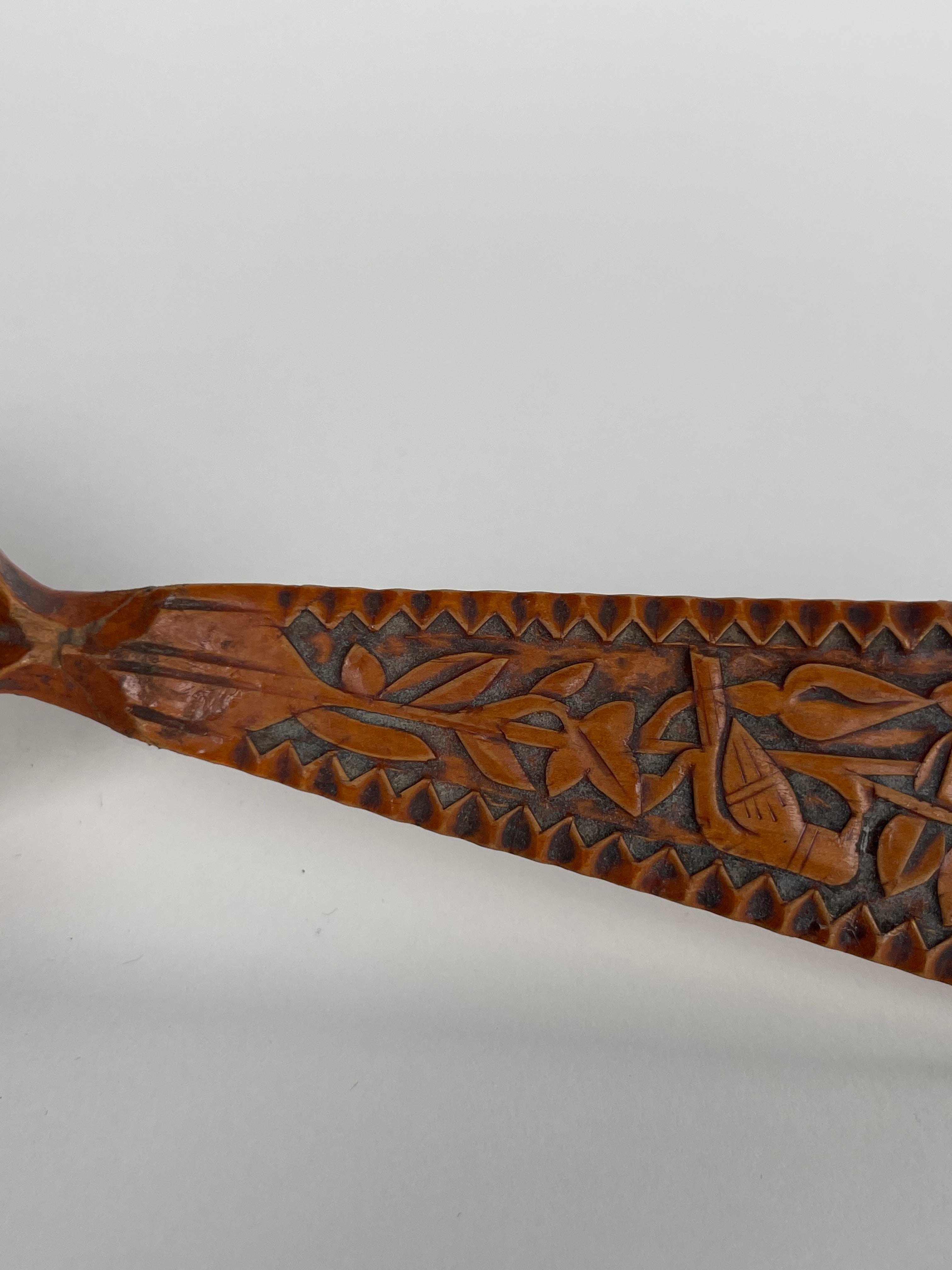 A Persian Qajar Hand Carved Wooden Sherbet Spoon. Circa 1880