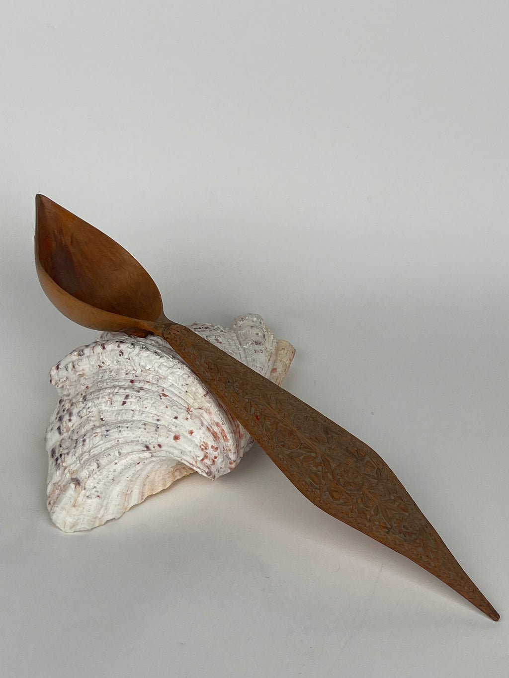 Persian Hand Carved Wooden Sherbet Spoon