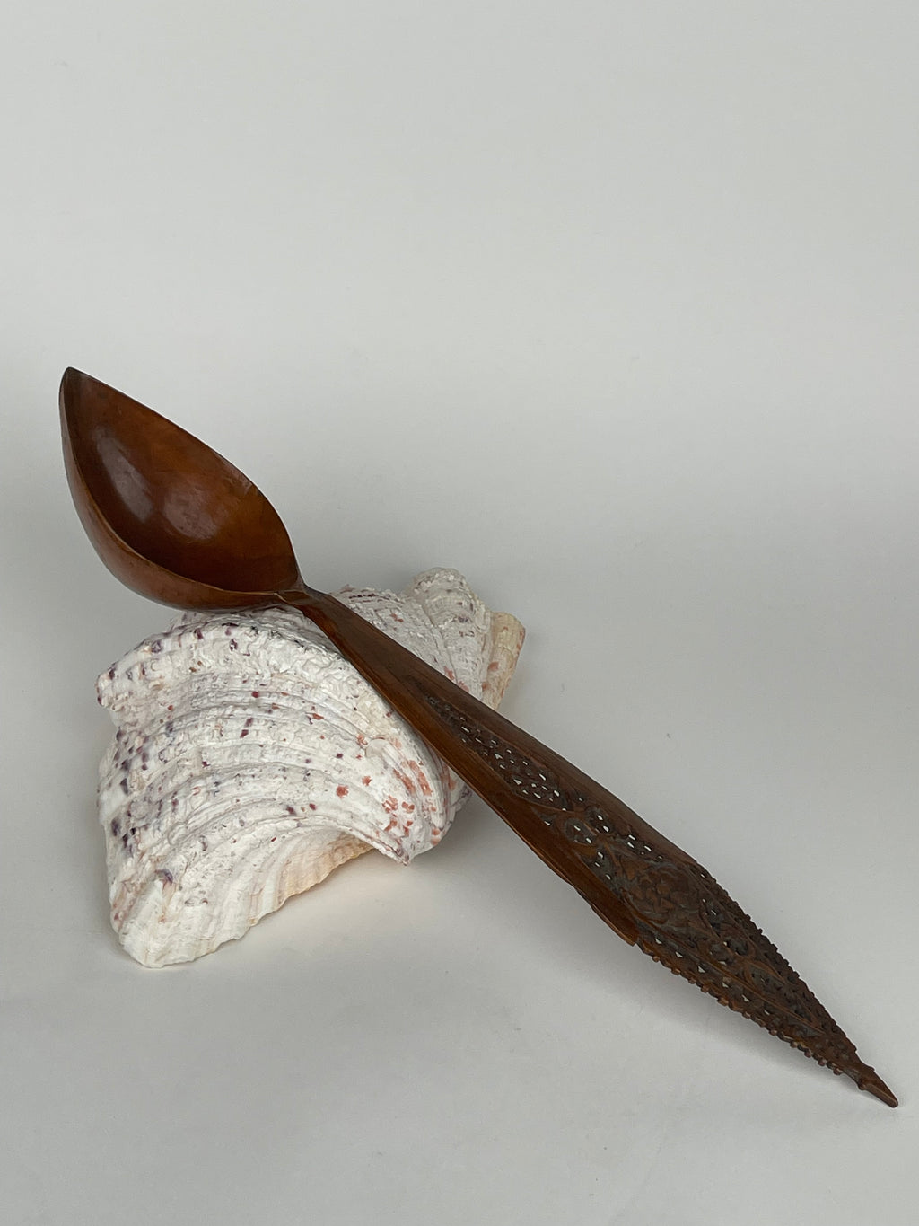 A Persian Qajar Hand Carved Wooden Sherbet Spoon