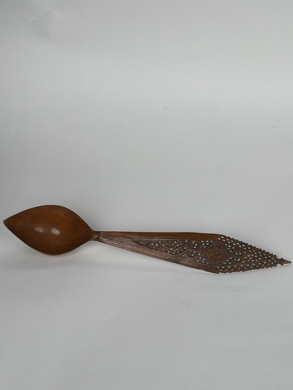 A Persian Qajar Hand Carved Wooden Sherbet Spoon