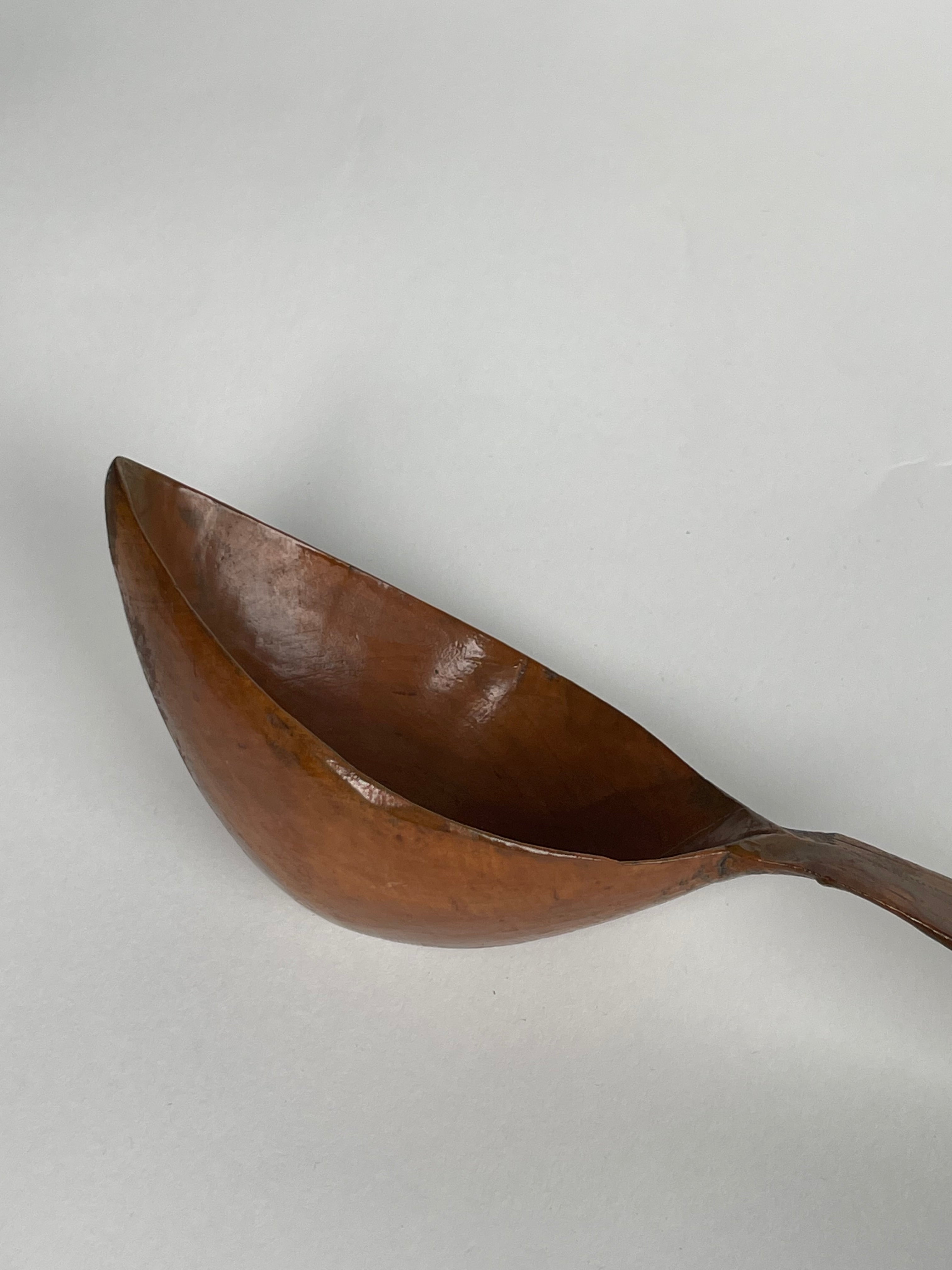 A Persian Qajar Hand Carved Wooden Sherbet Spoon