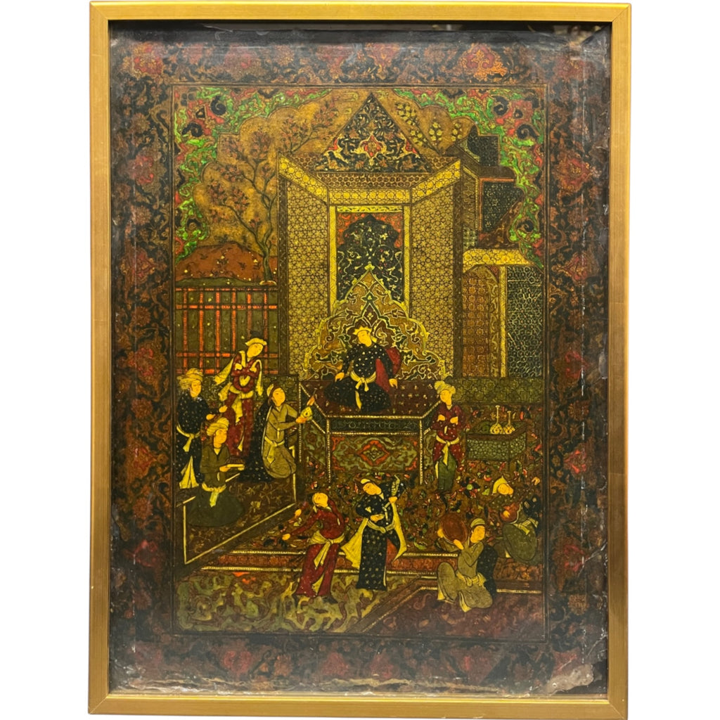 A Safavid Oil on Paper Mache Painting