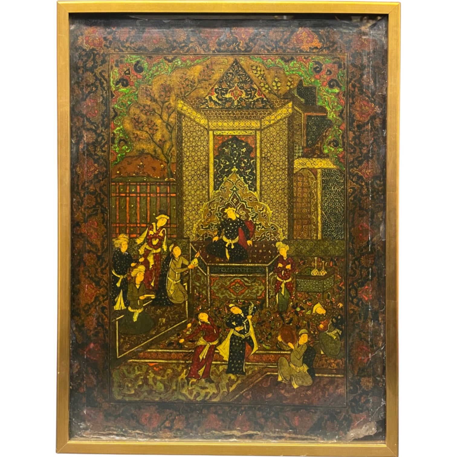 A Safavid Oil on Paper Mache Painting