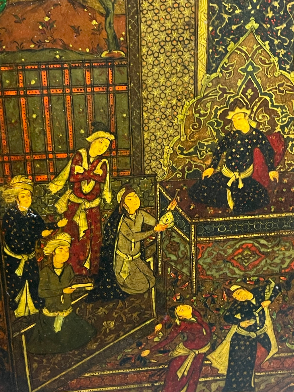 A Safavid Oil on Paper Mache Painting