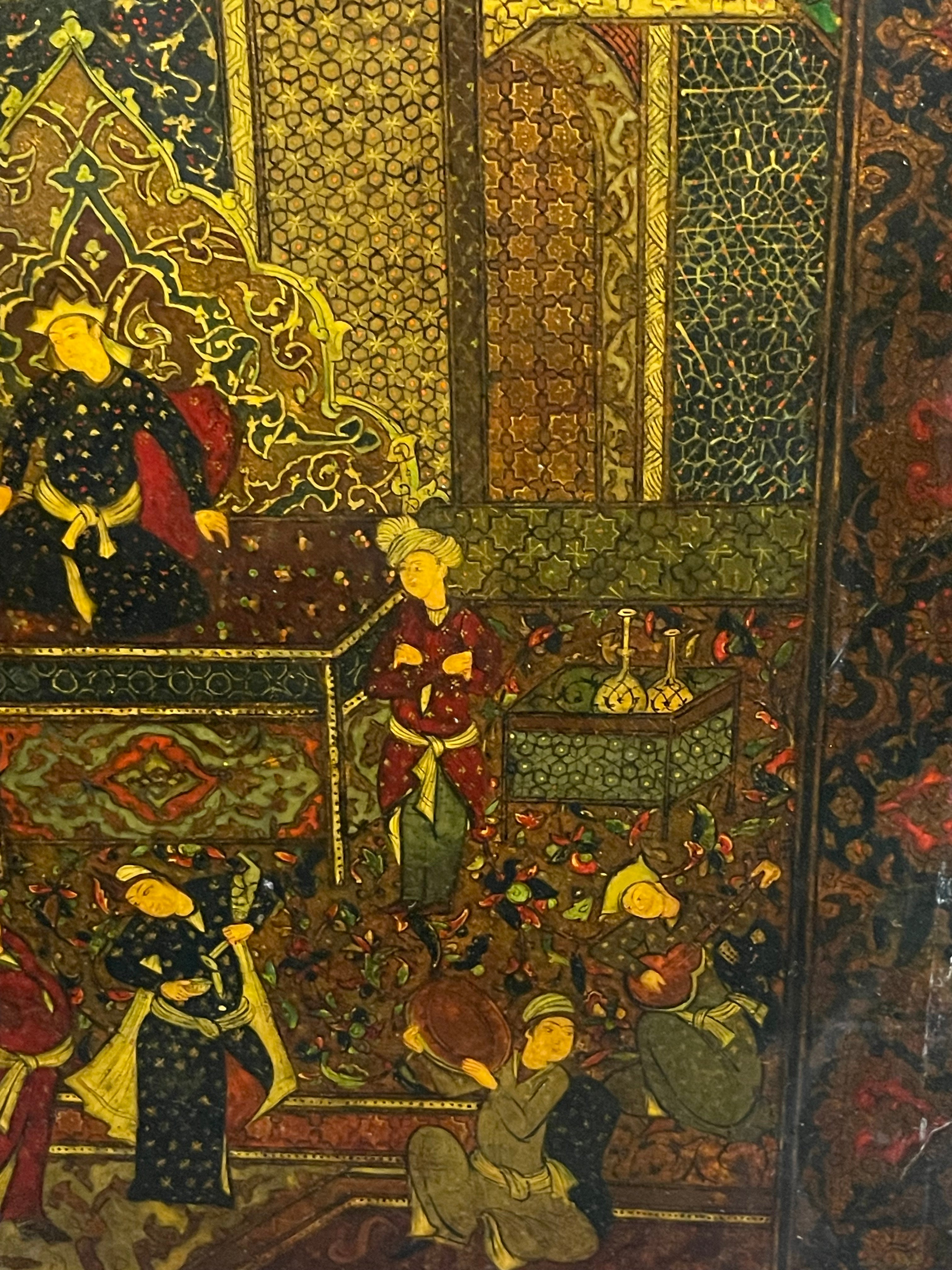 A Safavid Oil on Paper Mache Painting