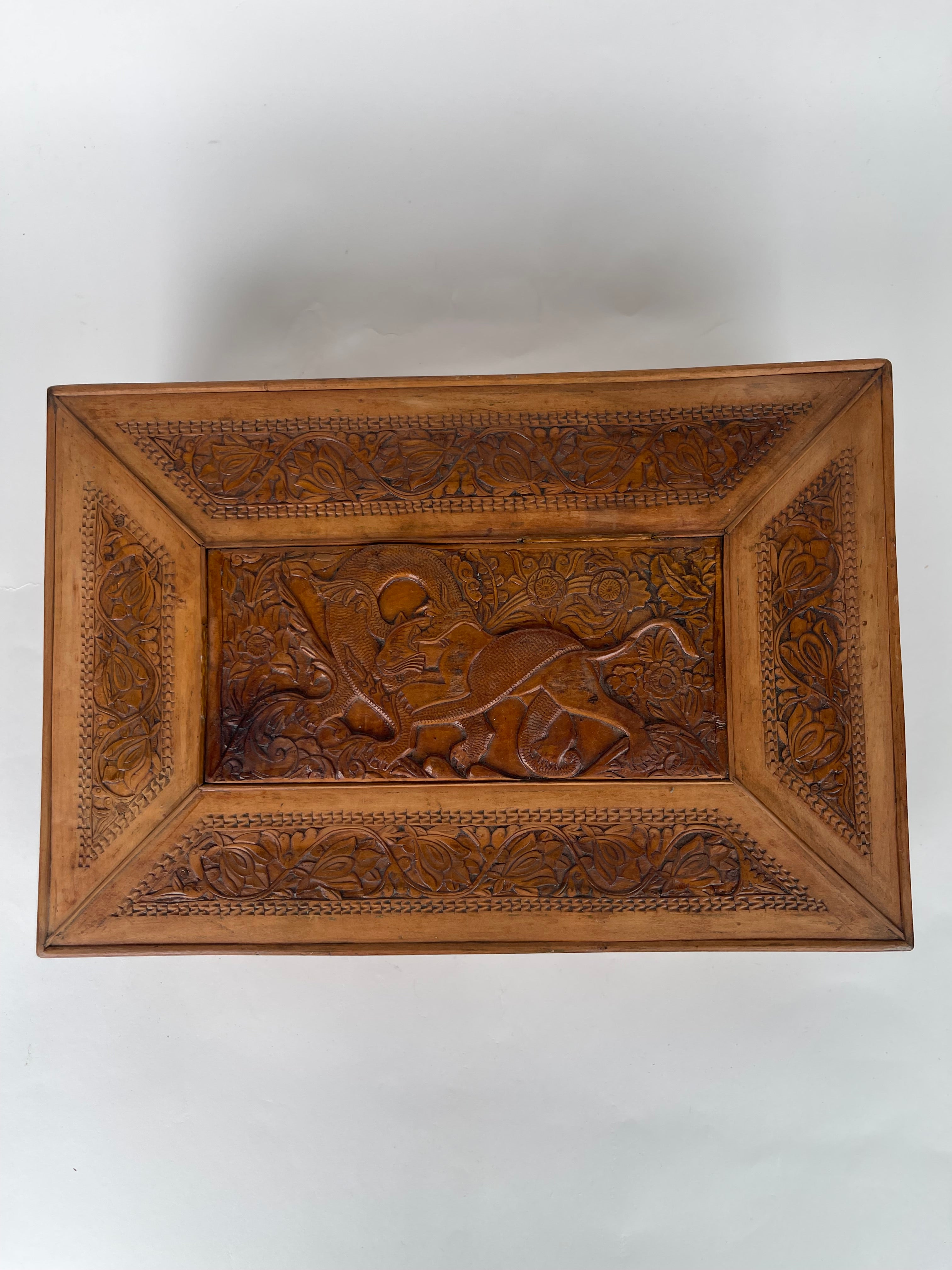 An Indian Hand Carved Jewelry Box