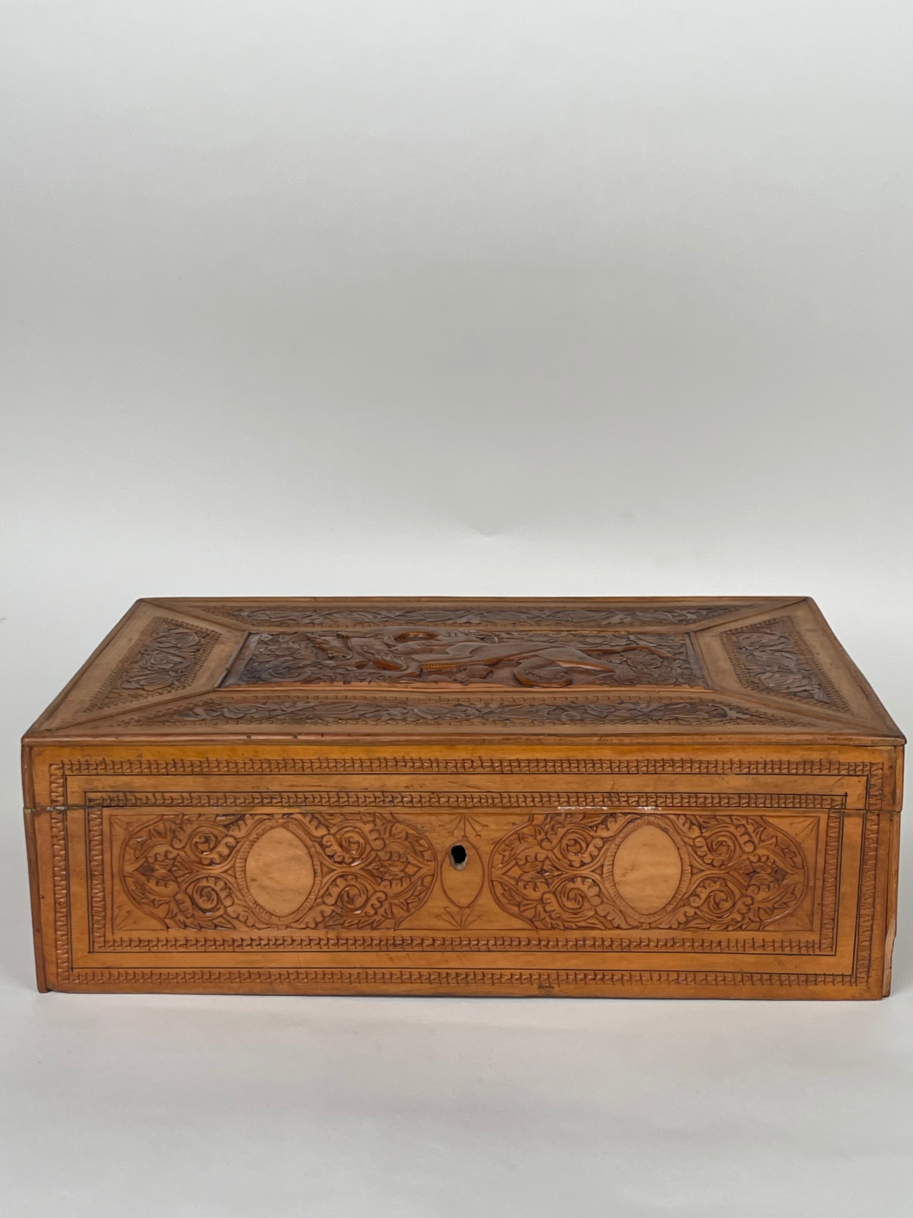 An Indian Hand Carved Jewelry Box
