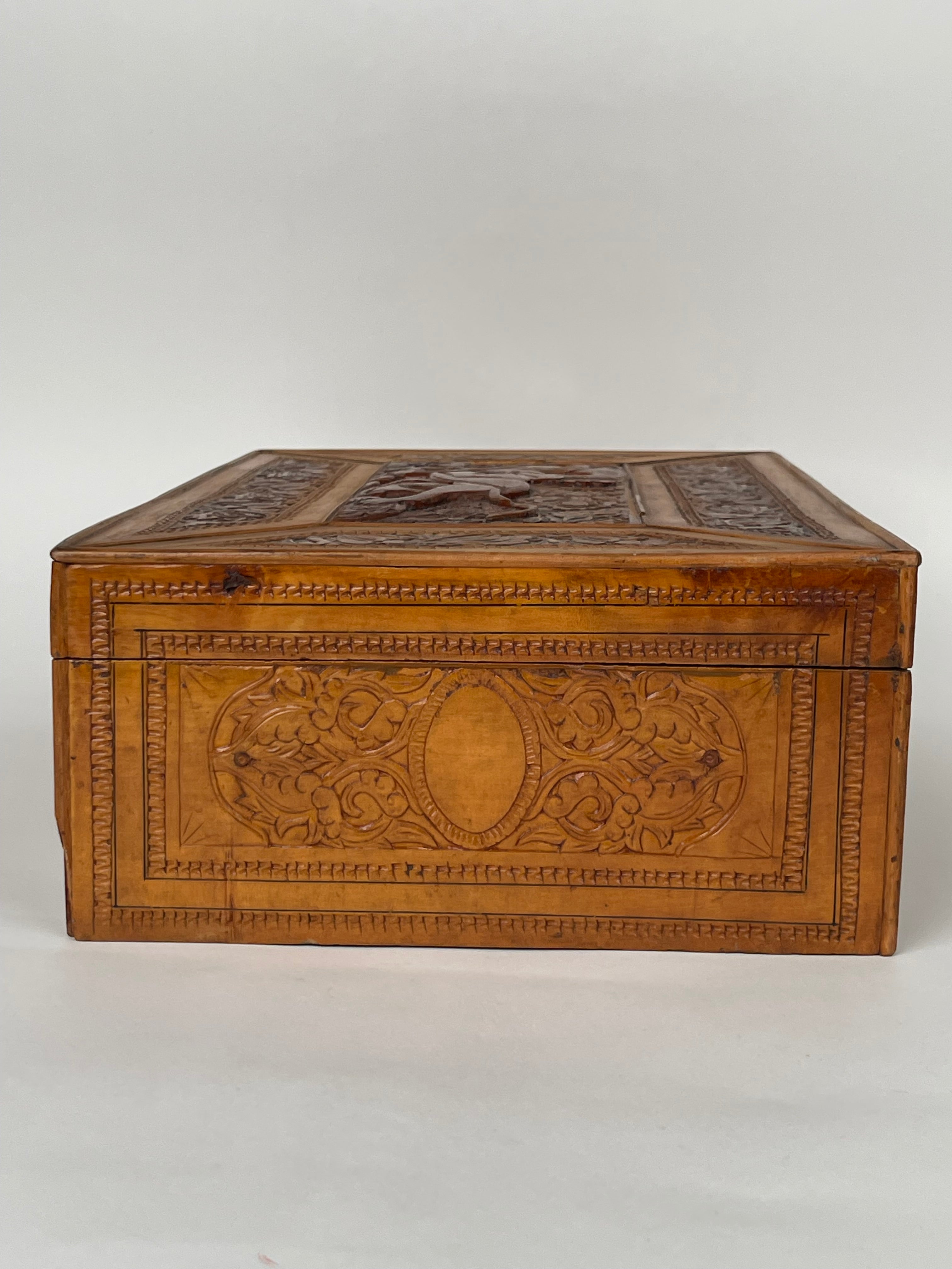 An Indian Hand Carved Jewelry Box