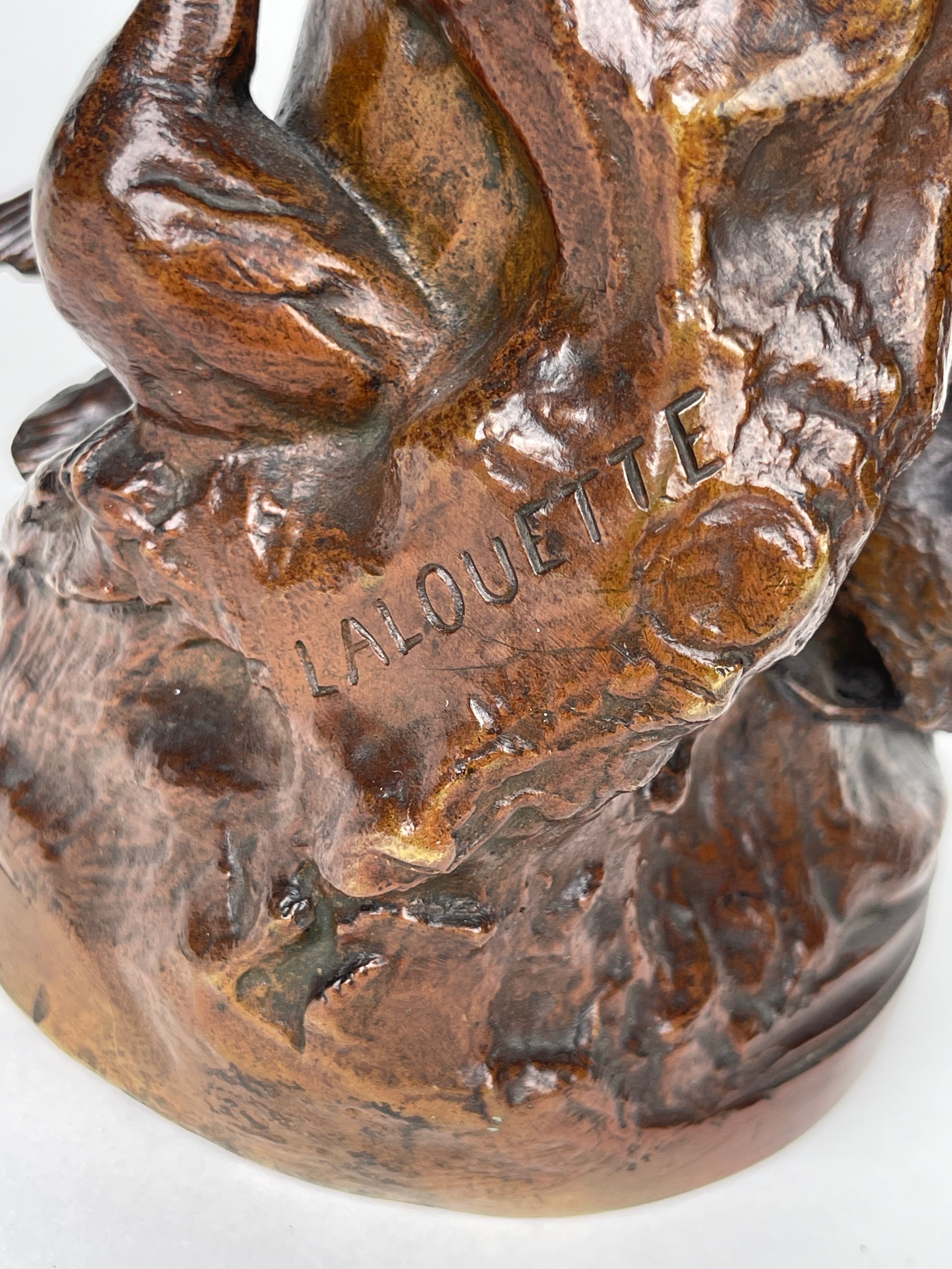 A Patinated Bronze Sculpture Of A Standing Lady Feeding Ducks By Lalouette