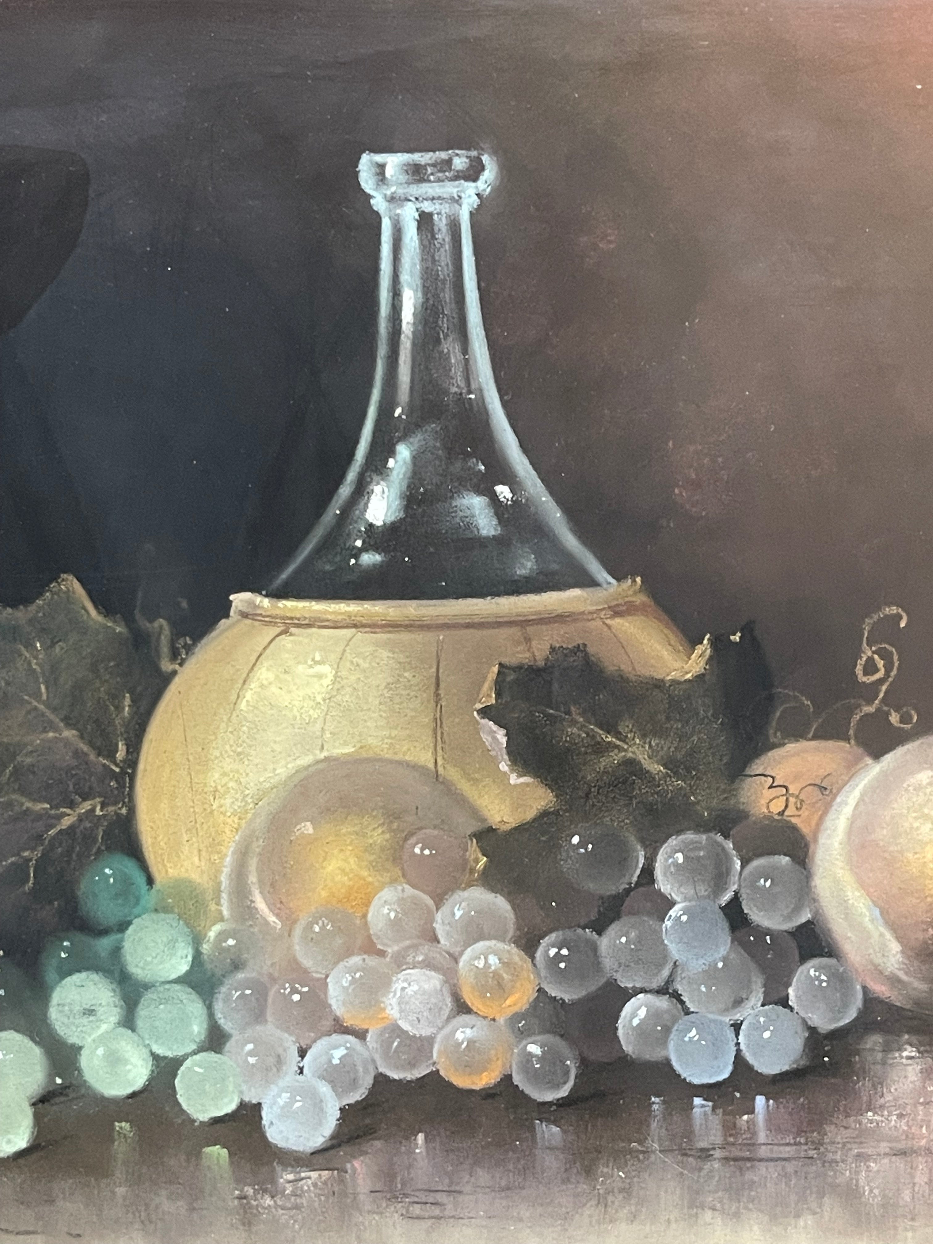 French Pastel on Paper Still Life Painting Circa 19th Century