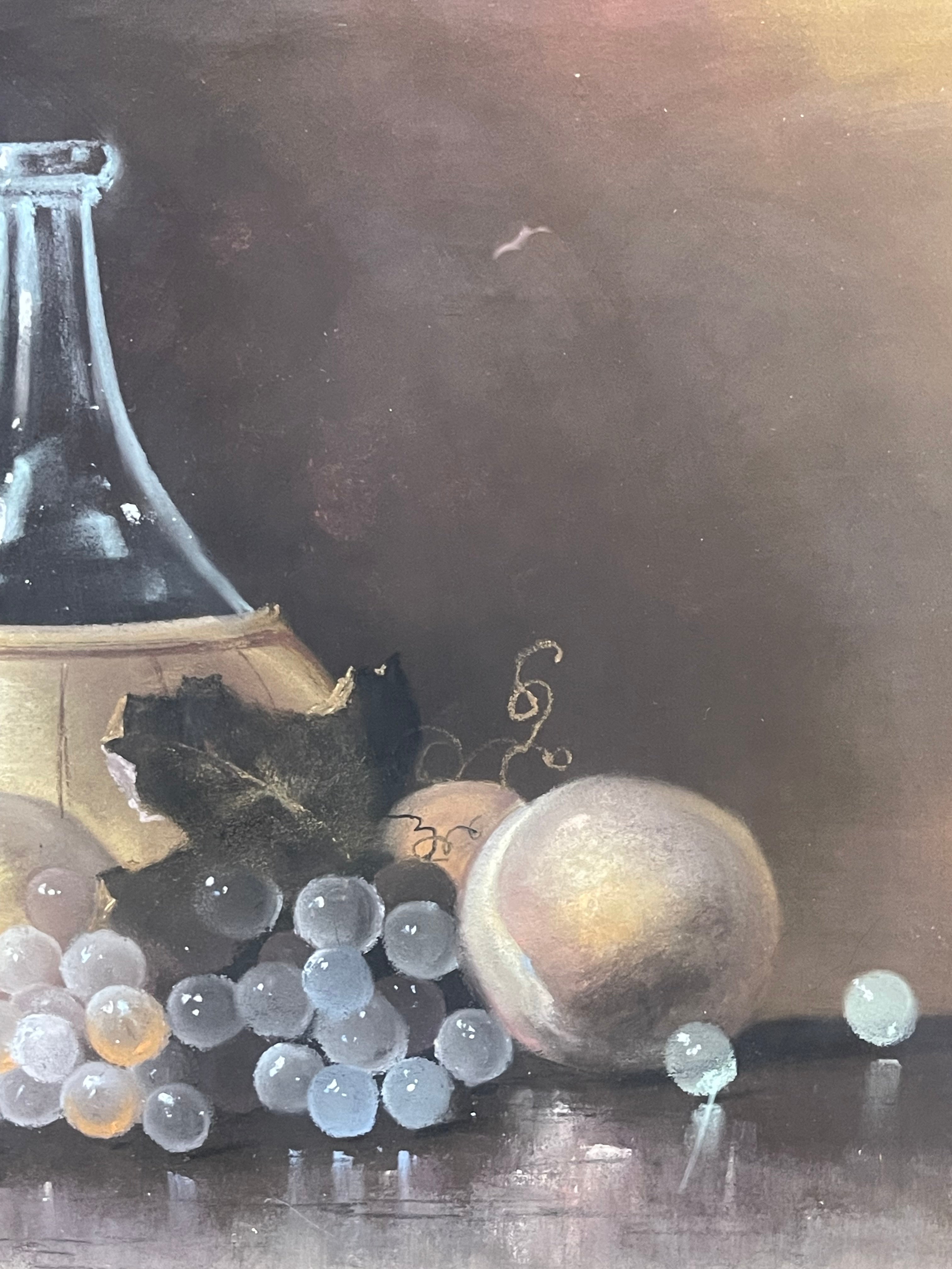 French Pastel on Paper Still Life Painting Circa 19th Century