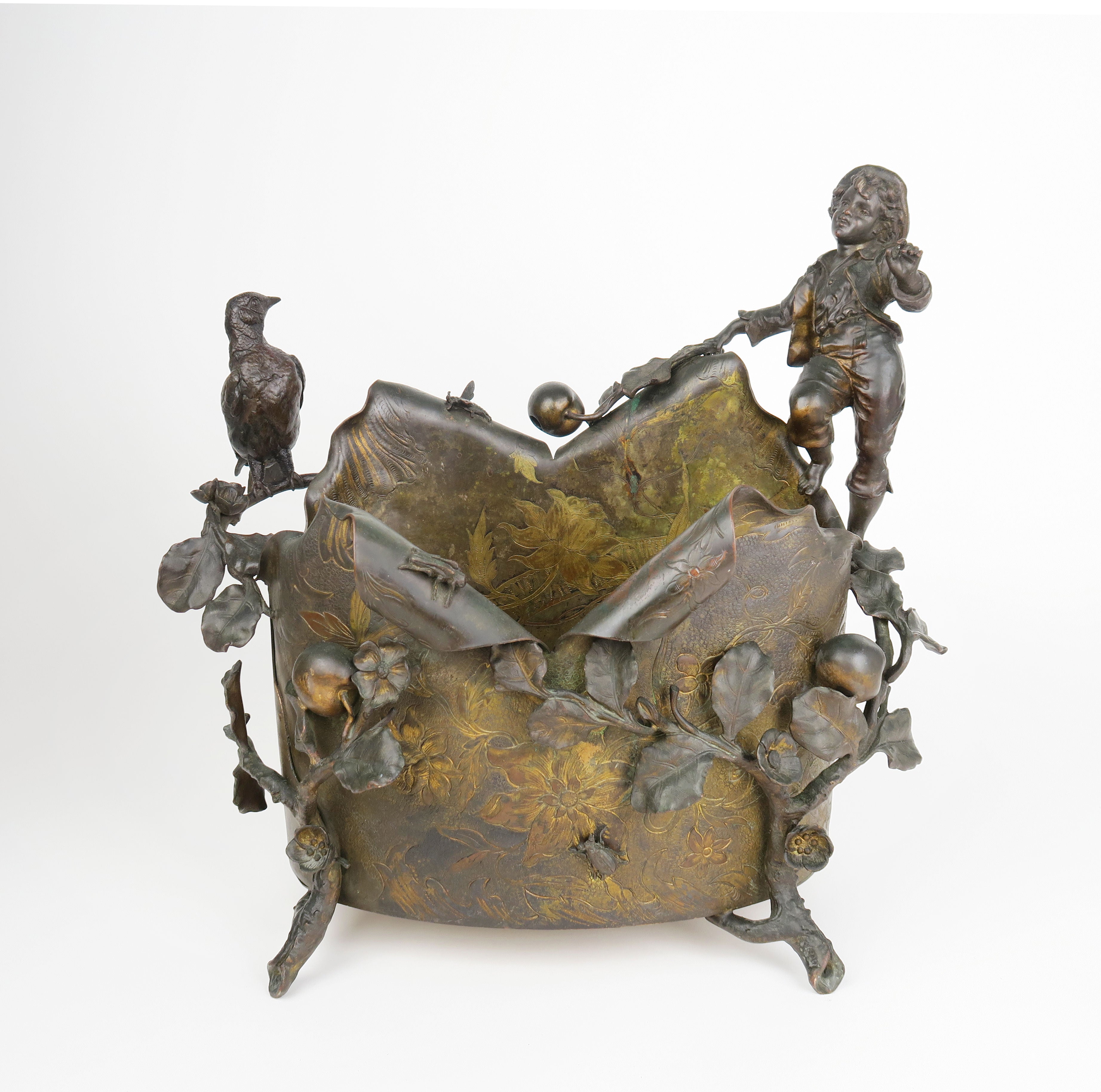 A Gilt & Patinated Bronze Figural Jardiniere, Austria, 19th Century