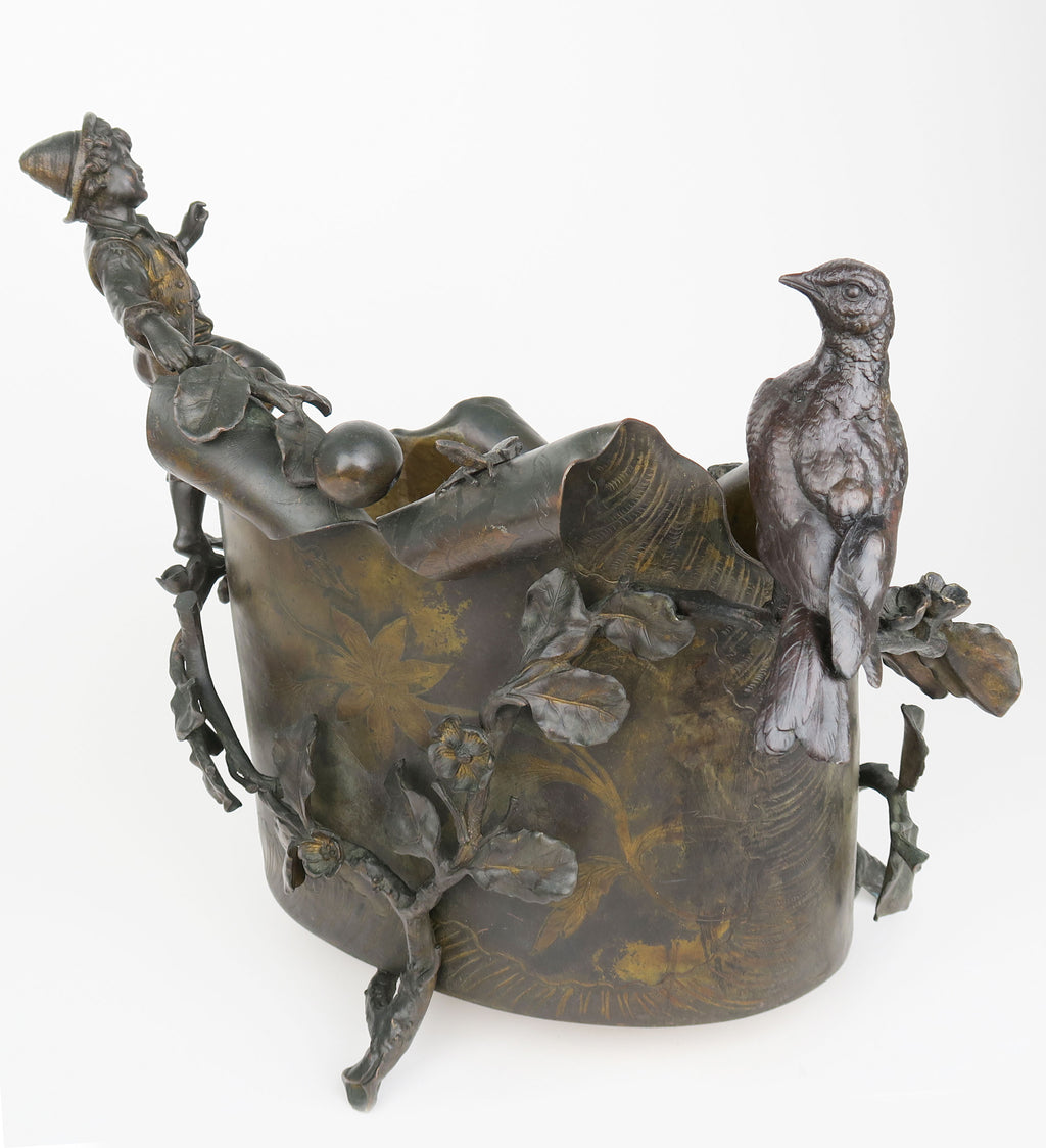 A Gilt & Patinated Bronze Figural Jardiniere, Austria, 19th Century