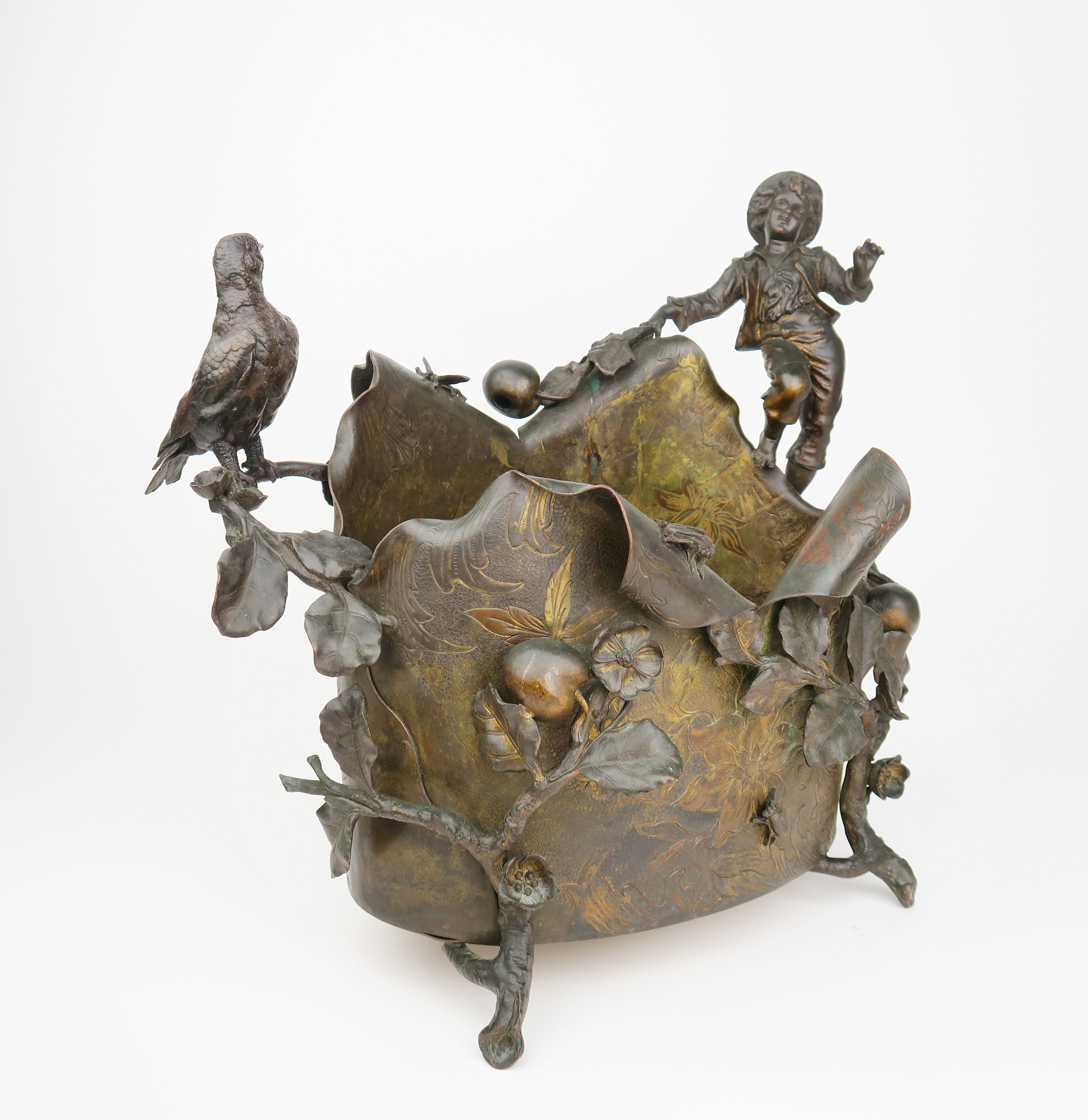 A Gilt & Patinated Bronze Figural Jardiniere, Austria, 19th Century