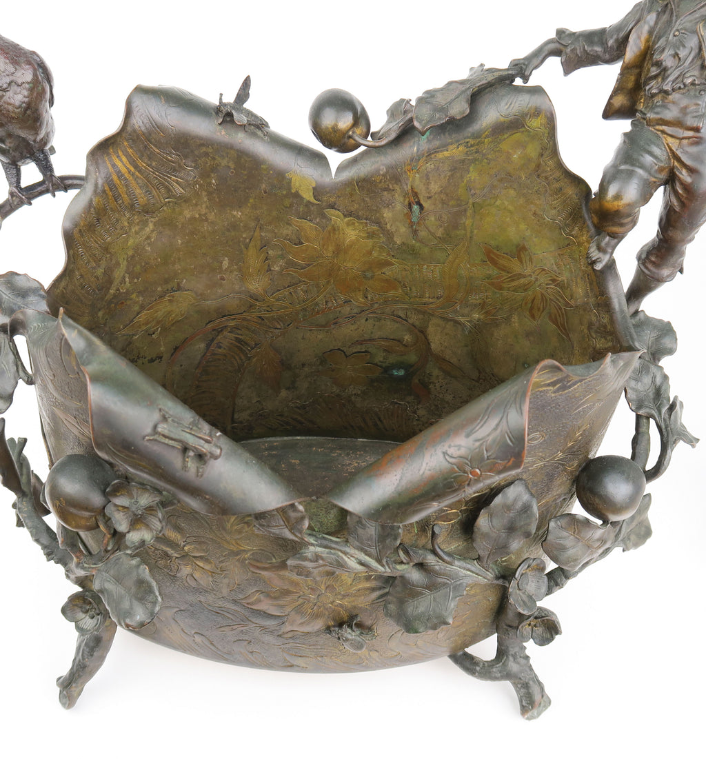 A Gilt & Patinated Bronze Figural Jardiniere, Austria, 19th Century