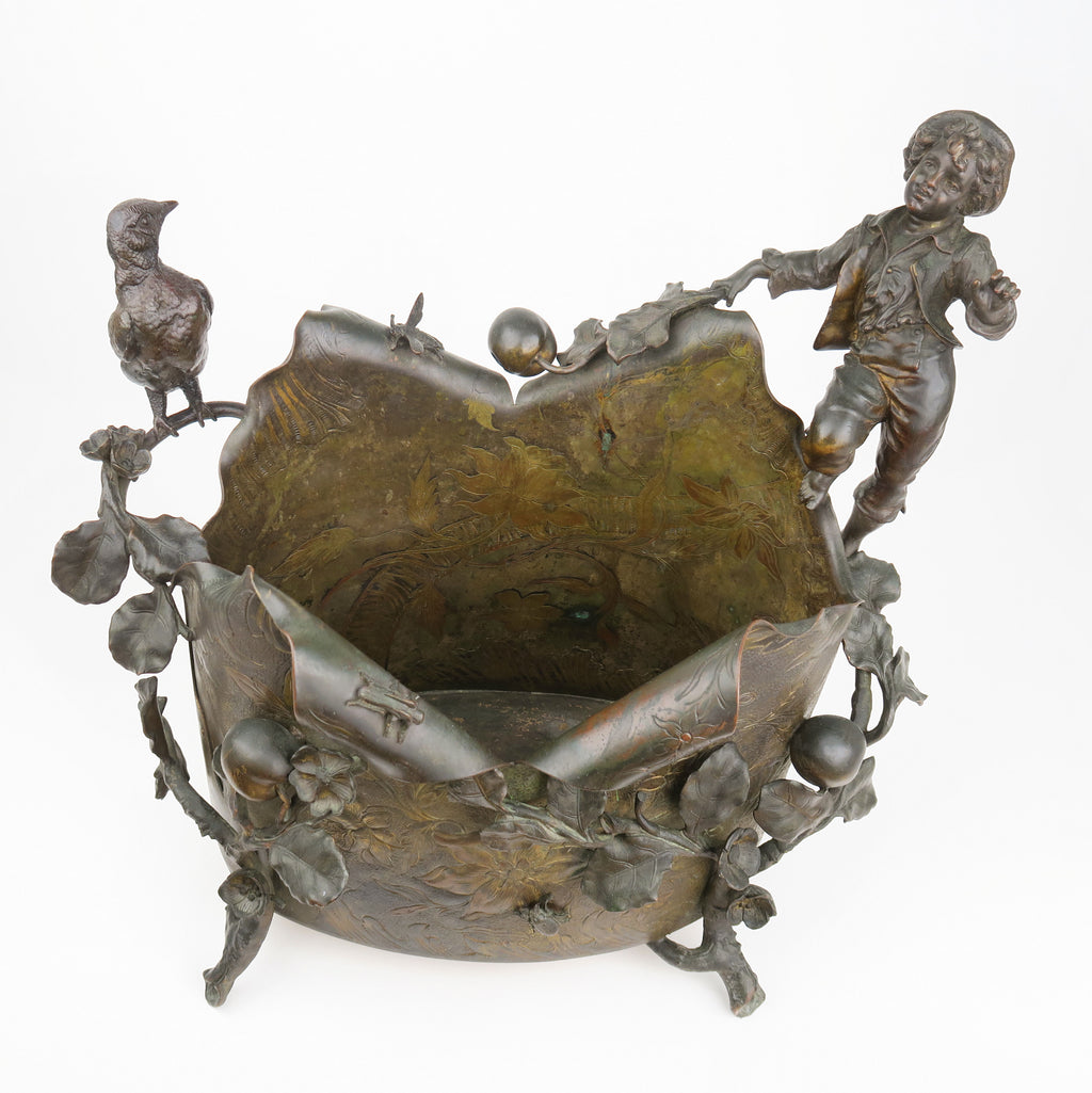 A Gilt & Patinated Bronze Figural Jardiniere, Austria, 19th Century