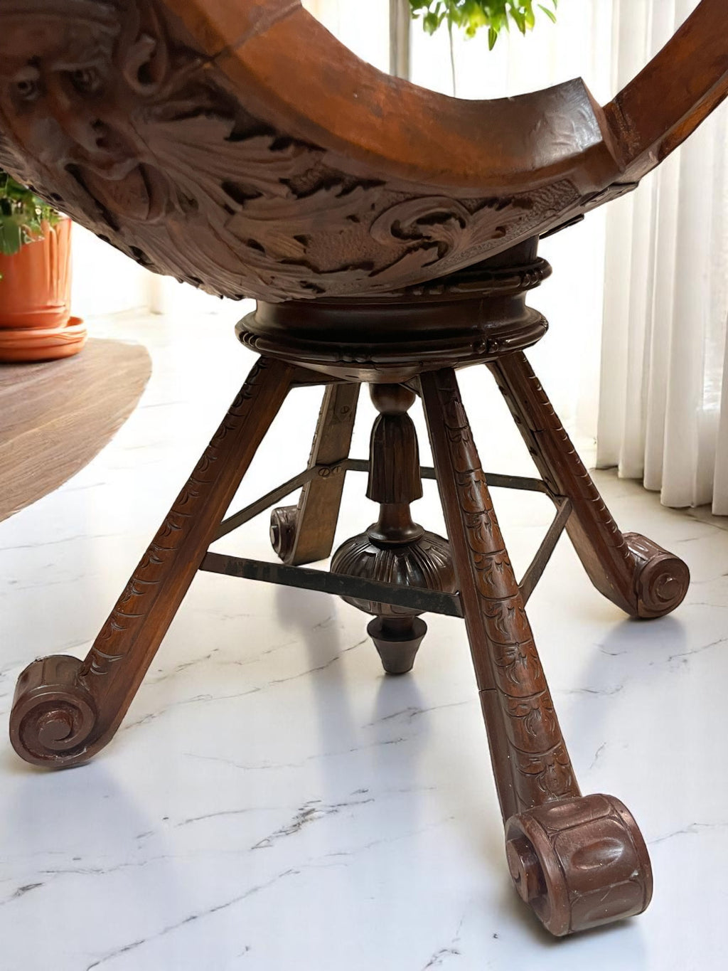 A 18th Century Italian Venetian Carved Walnut Gondola Chair