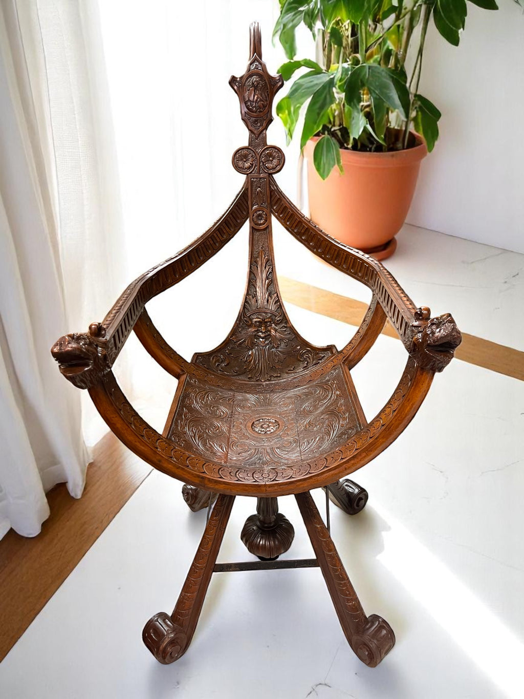 A 18th Century Italian Venetian Carved Walnut Gondola Chair