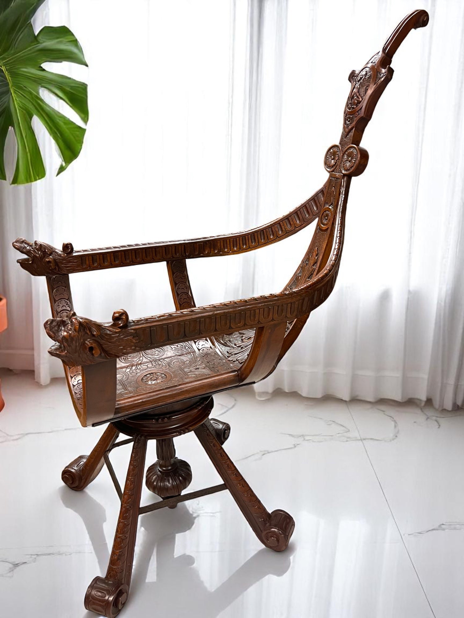 A 18th Century Italian Venetian Carved Walnut Gondola Chair