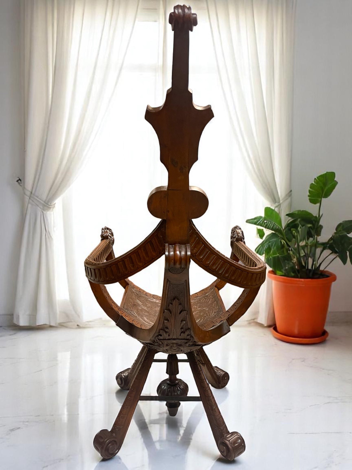 A 18th Century Italian Venetian Carved Walnut Gondola Chair