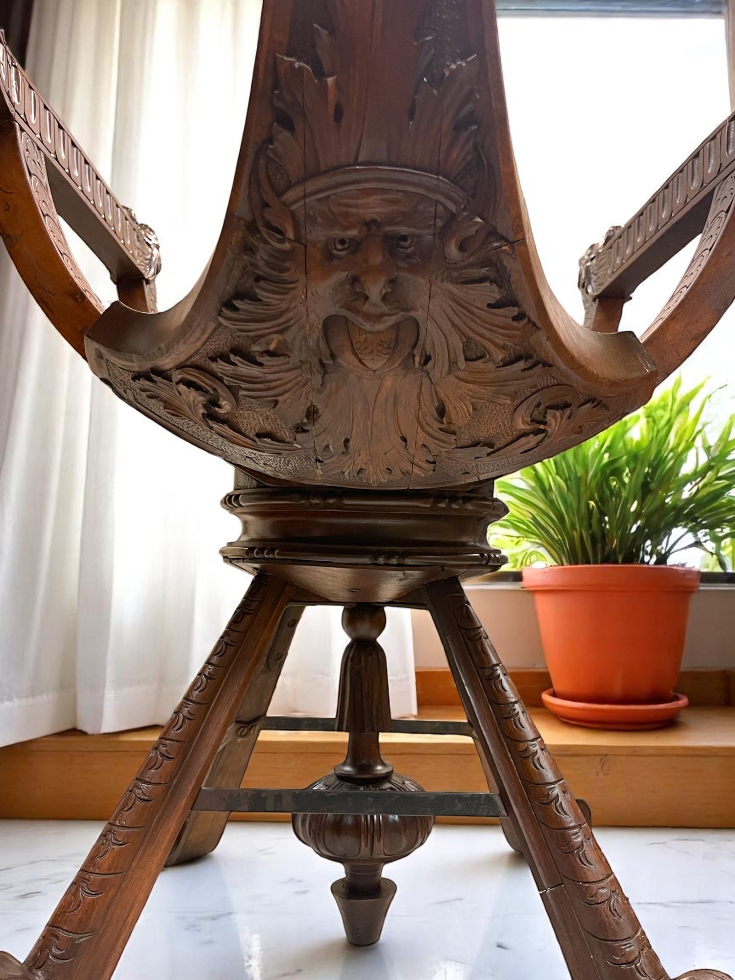 A 18th Century Italian Venetian Carved Walnut Gondola Chair