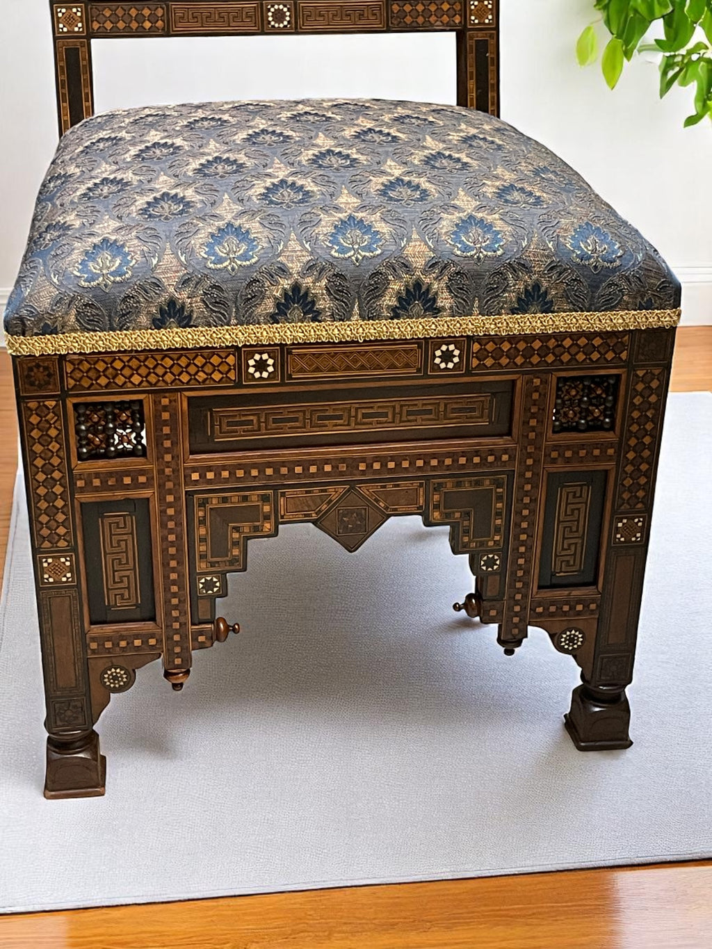 A 19th Century Mother of Pearl Carved Inlaid Fine Syrian Wooden Chair