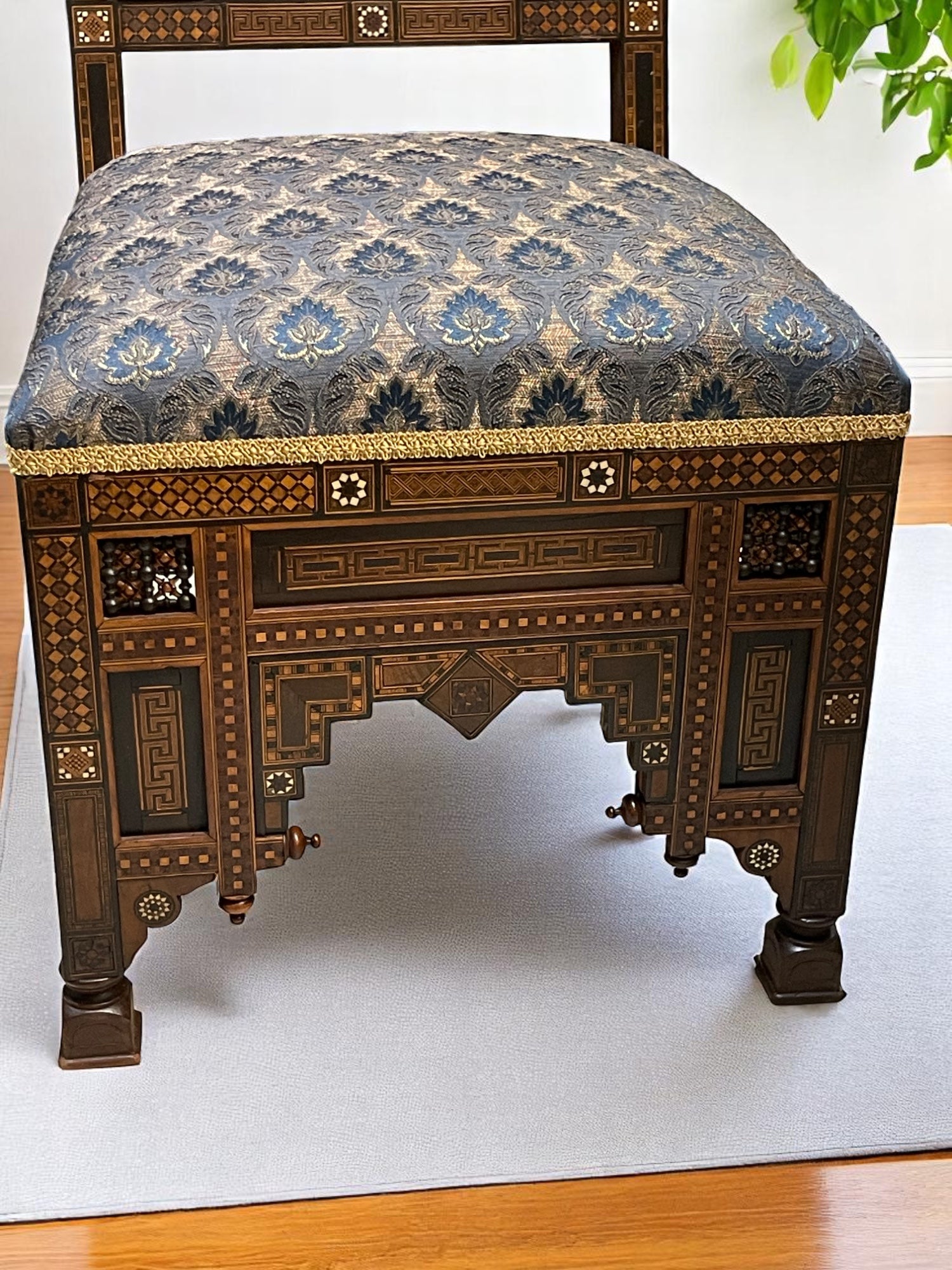 A 19th Century Mother of Pearl Carved Inlaid Fine Syrian Wooden Chair