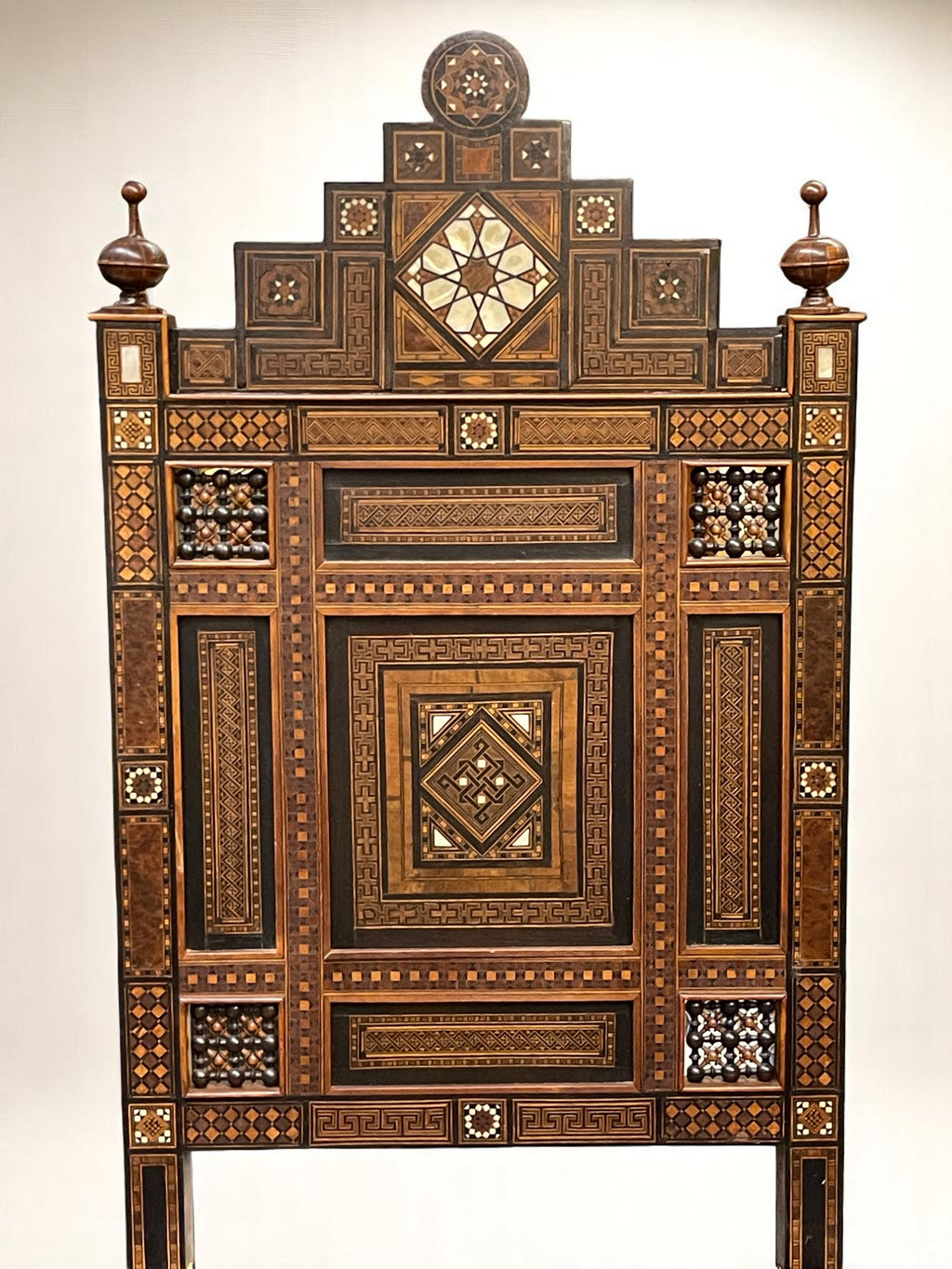 A 19th Century Mother of Pearl Carved Inlaid Fine Syrian Wooden Chair