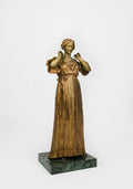 Art Nouveau Gilt Bronz Sculpture of a Standing Lady By Dominique Alonzo