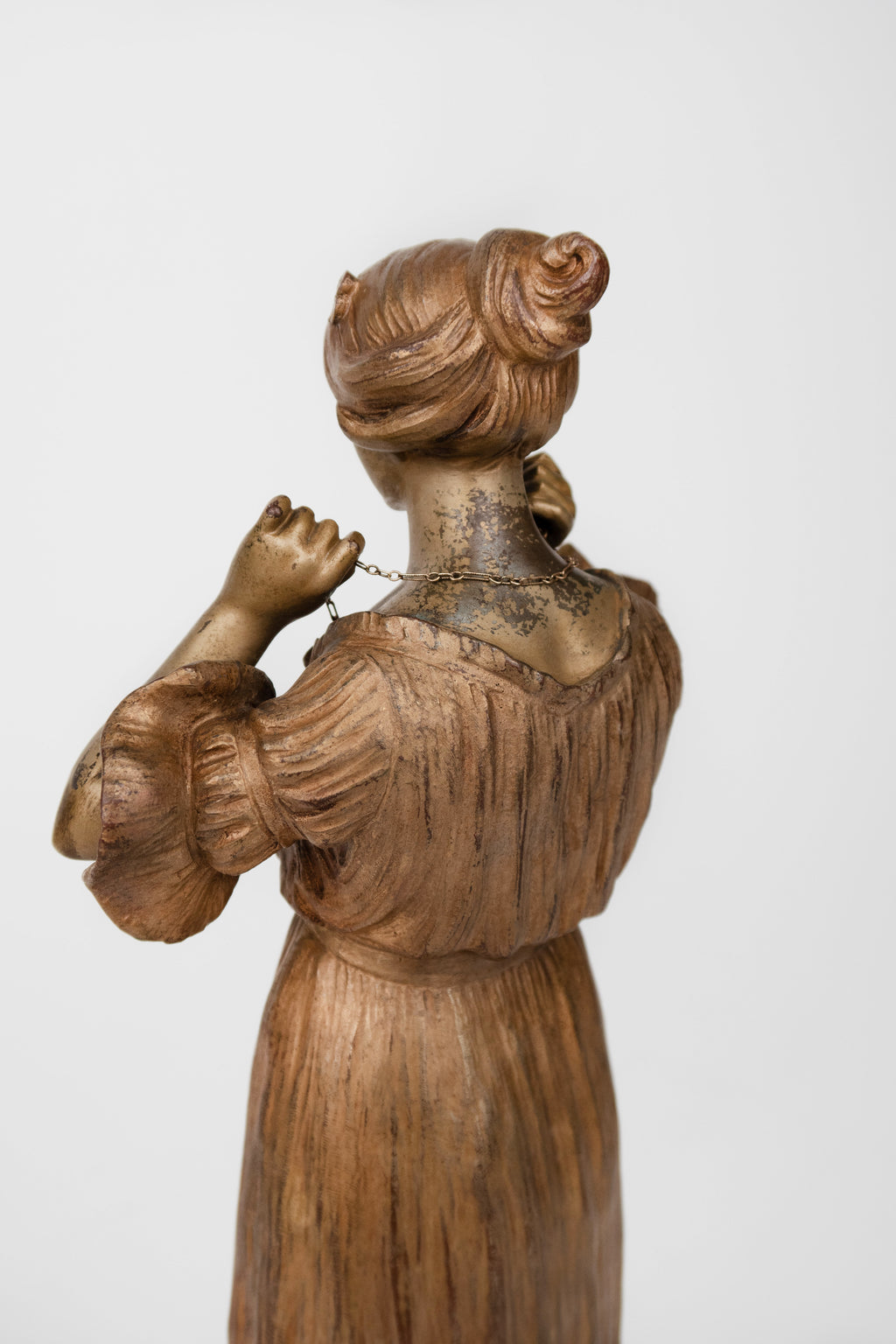 Art Nouveau Gilt Bronz Sculpture of a Standing Lady By Dominique Alonzo