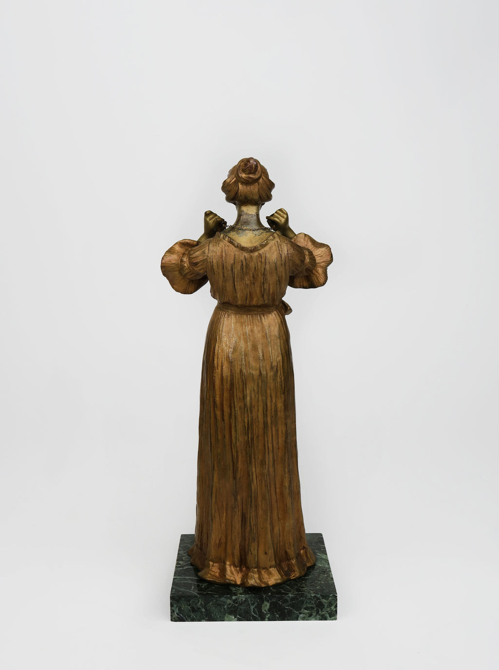 Art Nouveau Gilt Bronz Sculpture of a Standing Lady By Dominique Alonzo