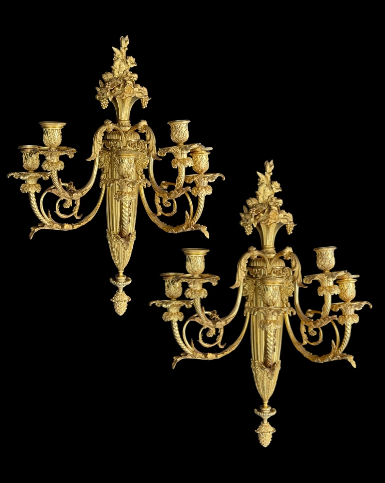 Pair Of Henry Dasson gilt Bronze Sconces