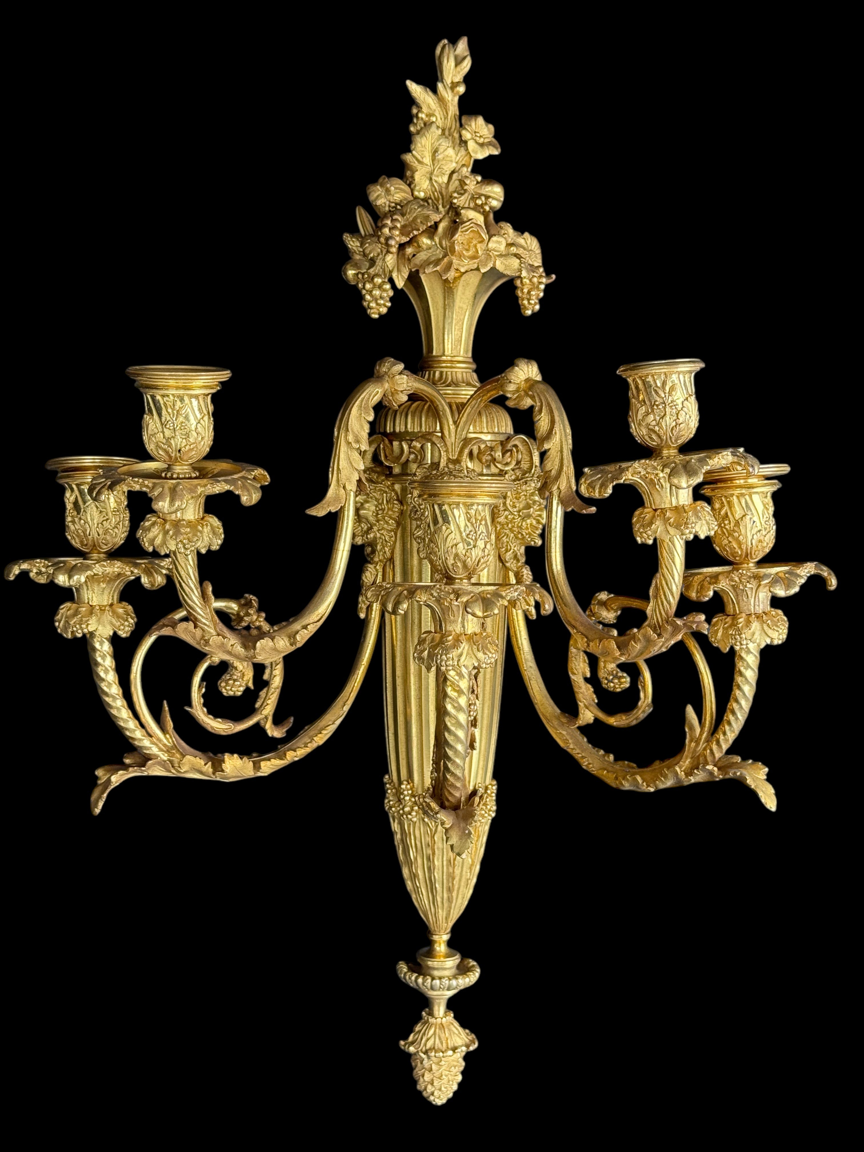 Pair Of Henry Dasson gilt Bronze Sconces