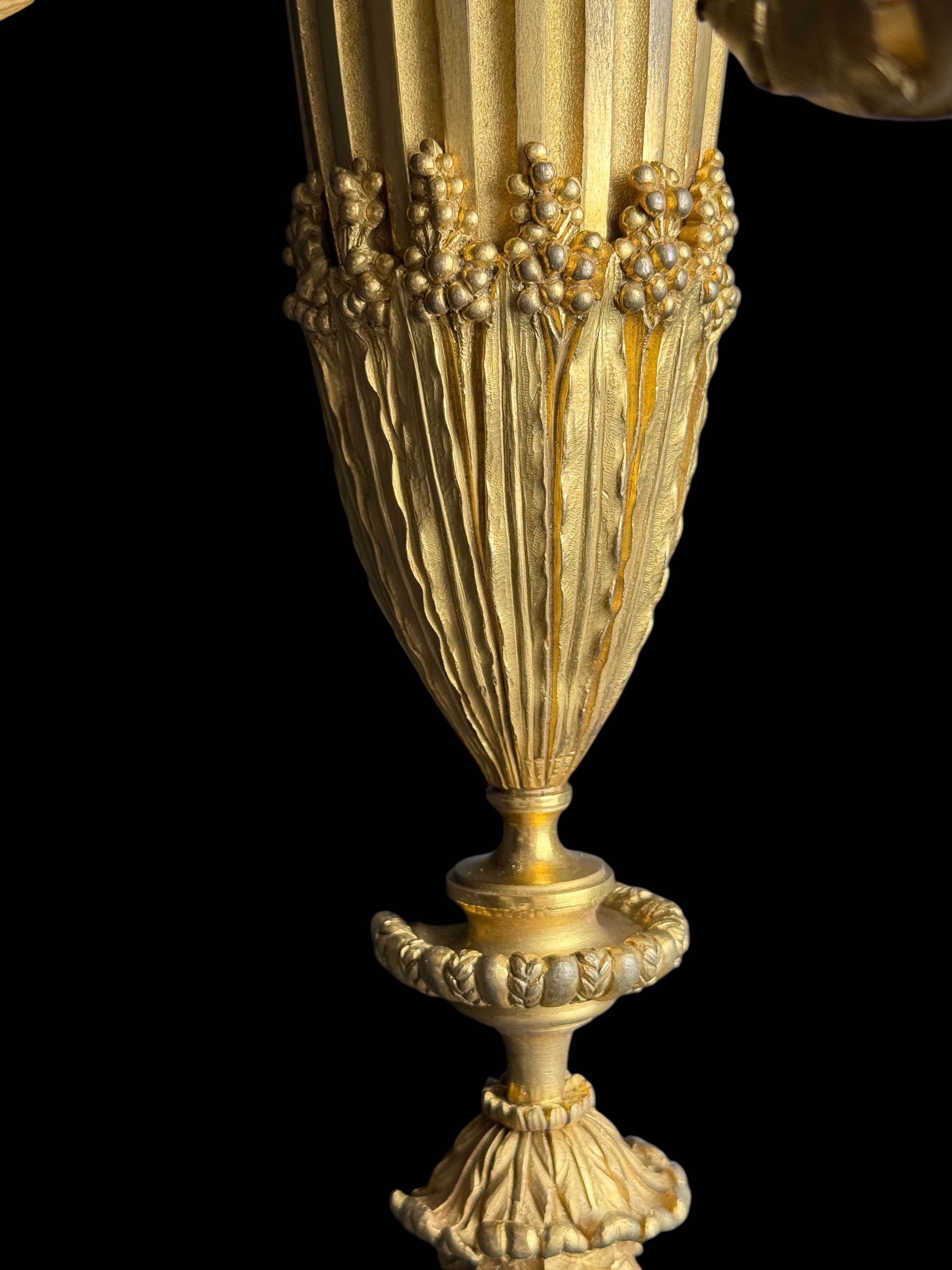 Pair Of Henry Dasson gilt Bronze Sconces