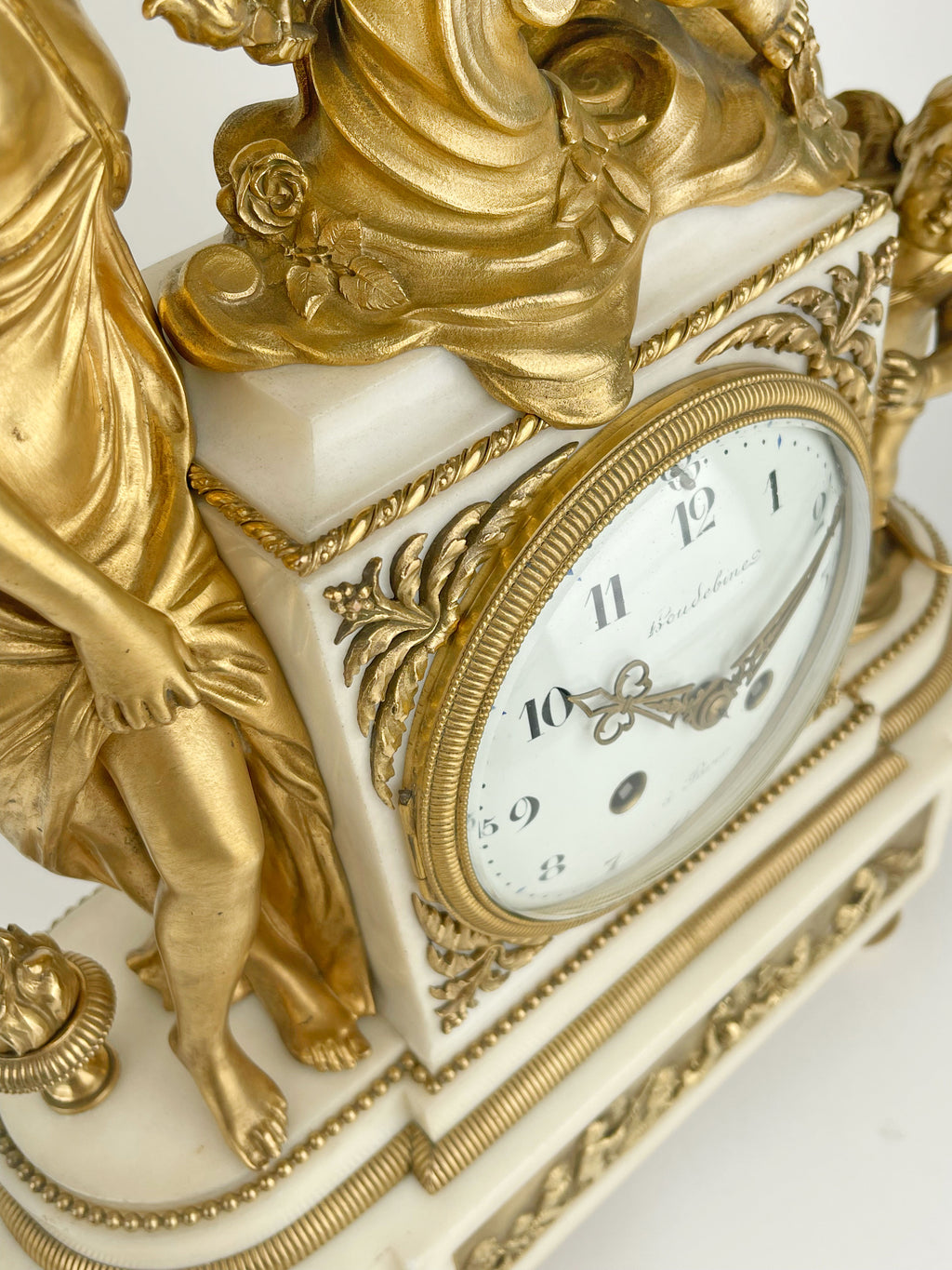 19th Century, French Ormolu Mounted Marble Clock by Houdebine