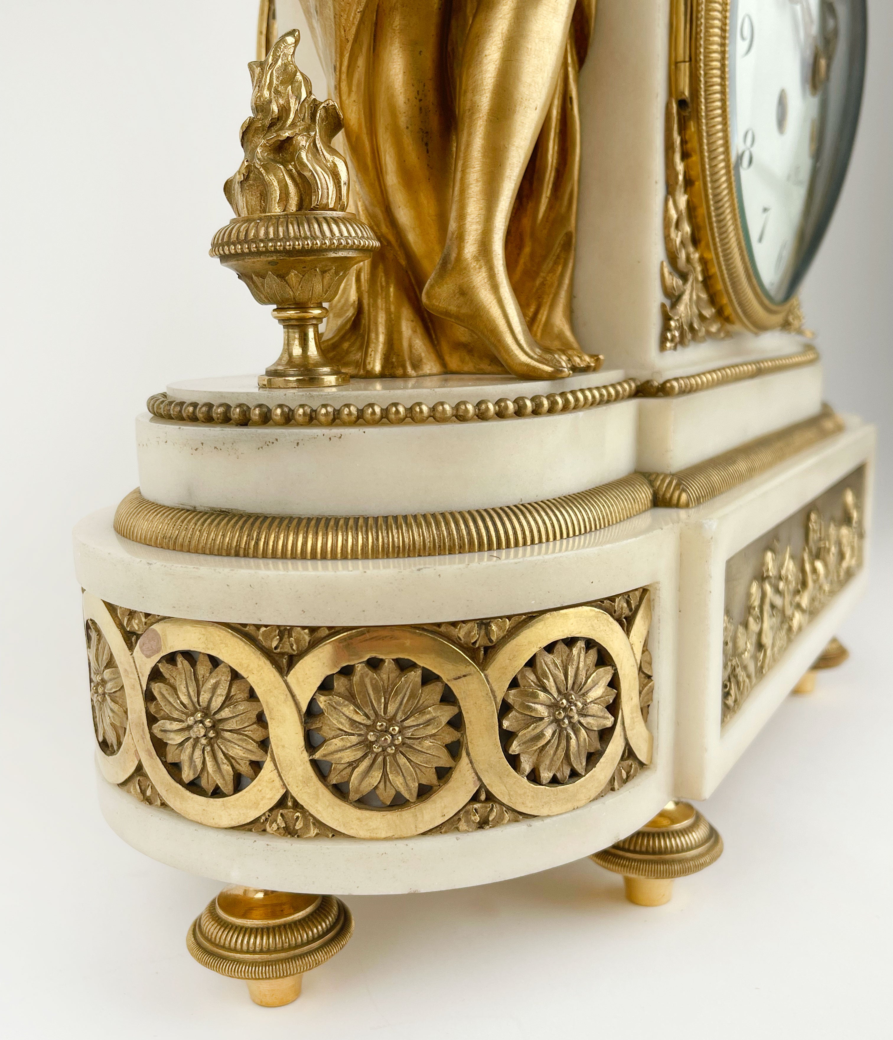19th Century, French Ormolu Mounted Marble Clock by Houdebine