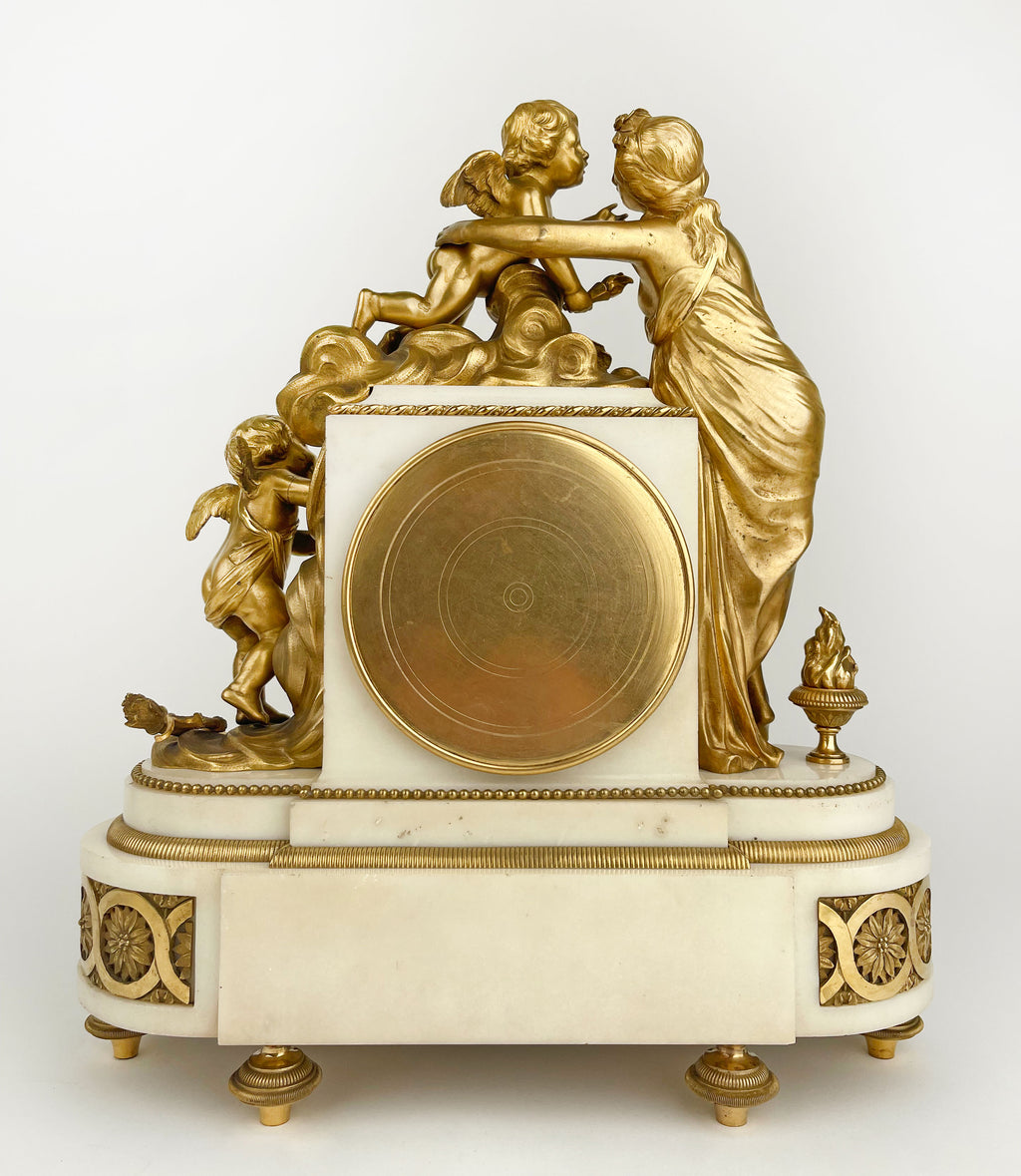19th Century, French Ormolu Mounted Marble Clock by Houdebine