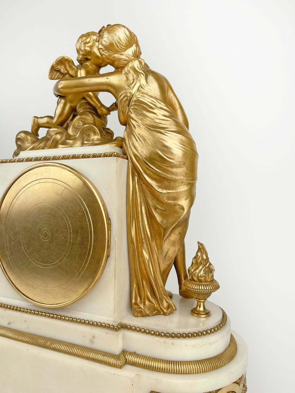 19th Century, French Ormolu Mounted Marble Clock by Houdebine