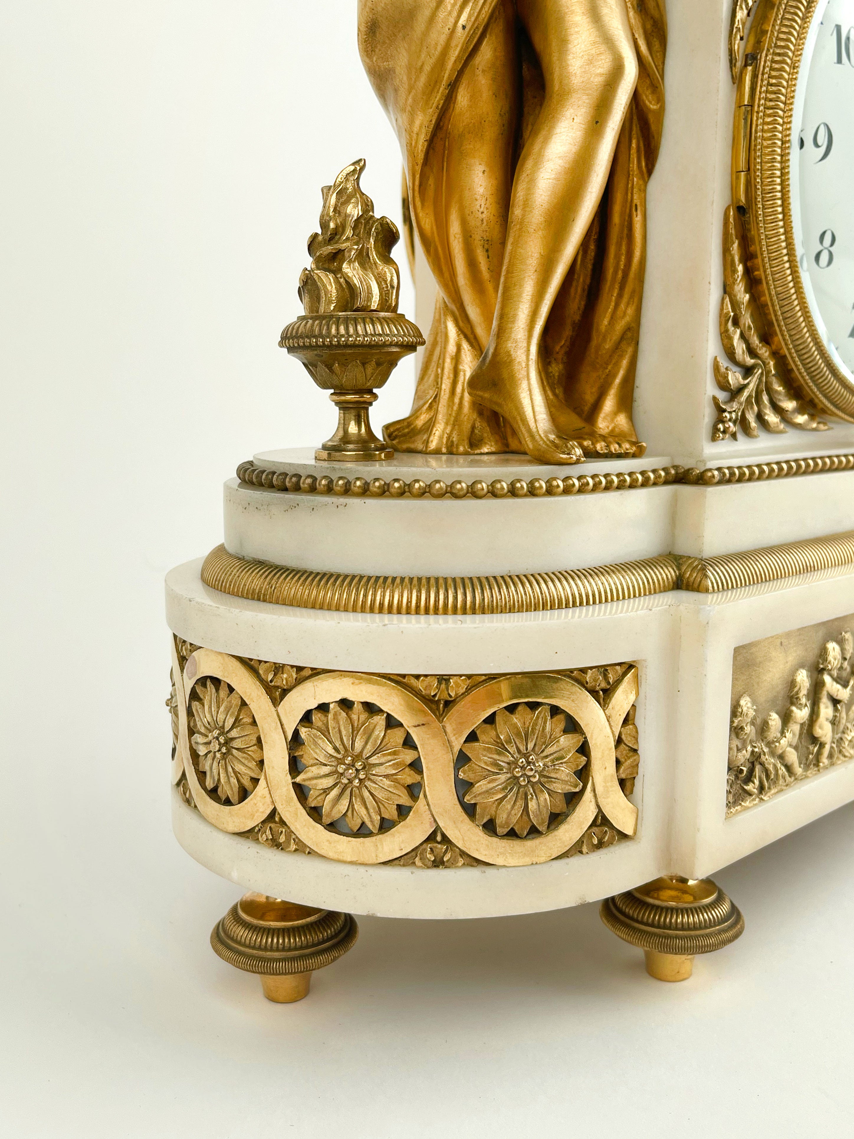 19th Century, French Ormolu Mounted Marble Clock by Houdebine