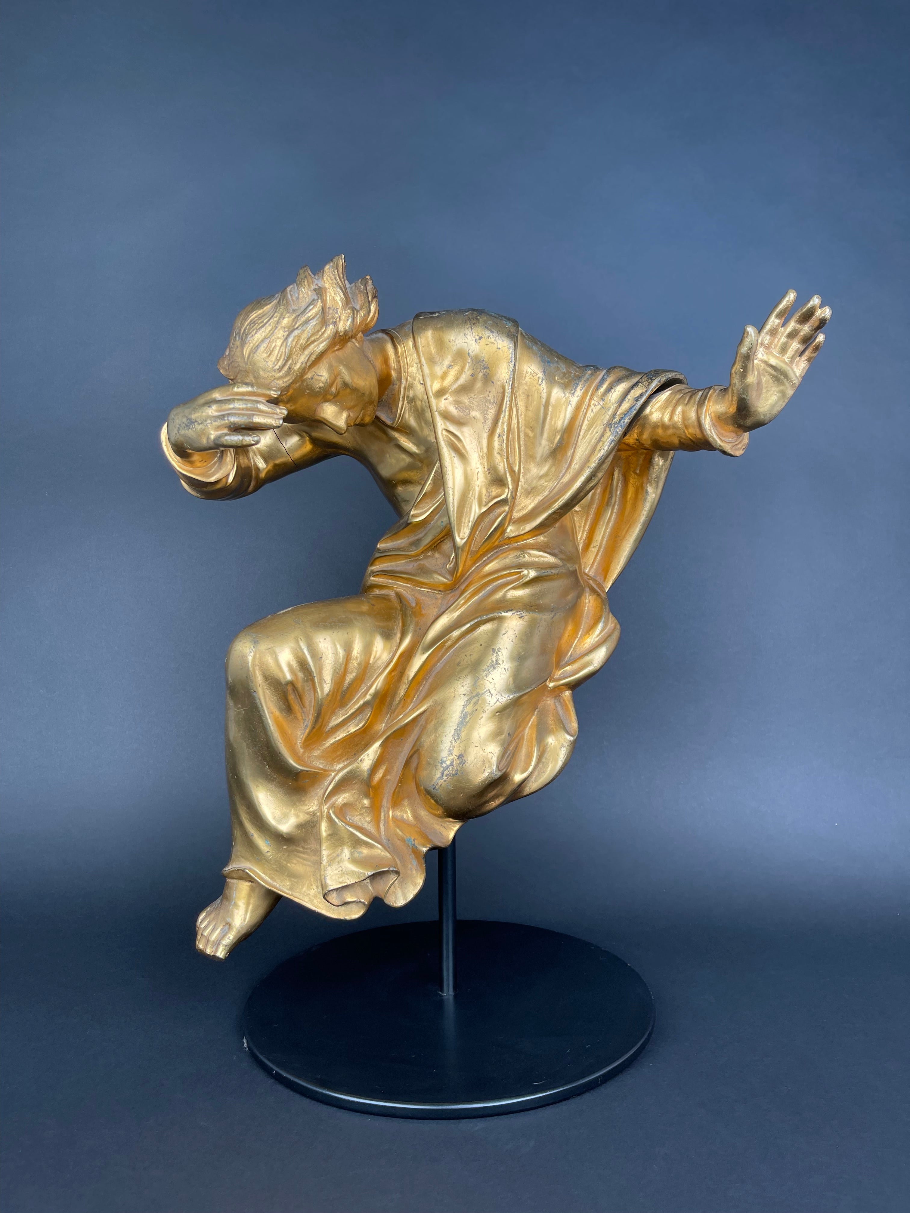 A Large Size Gilt Bronze Figure Of A Man, 17th Century, Italy