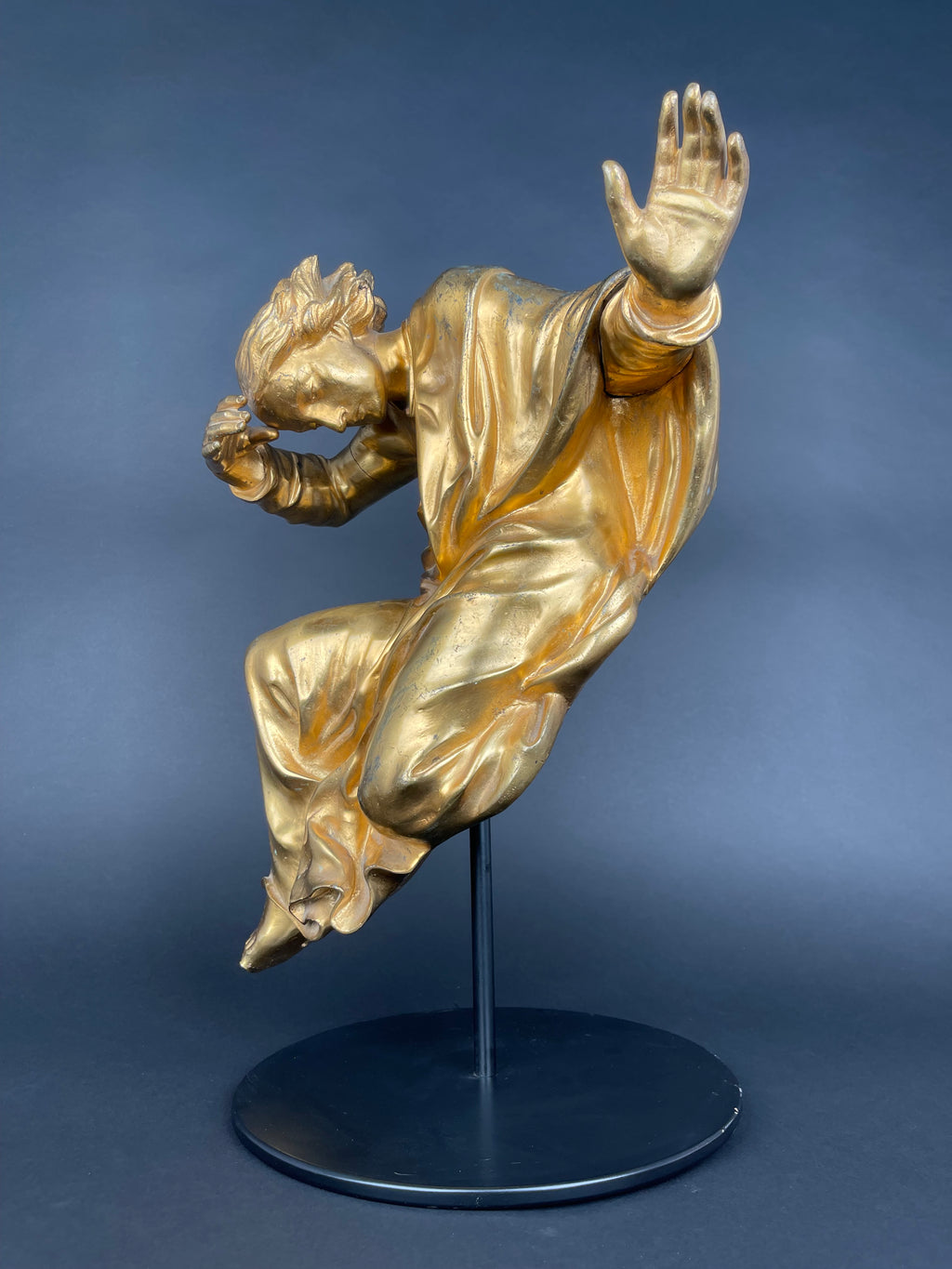 A Large Size Gilt Bronze Figure Of A Man, 17th Century, Italy