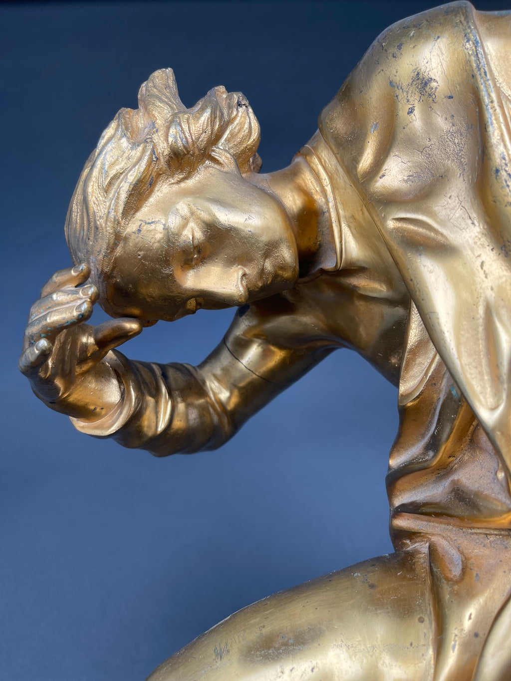 A Large Size Gilt Bronze Figure Of A Man, 17th Century, Italy