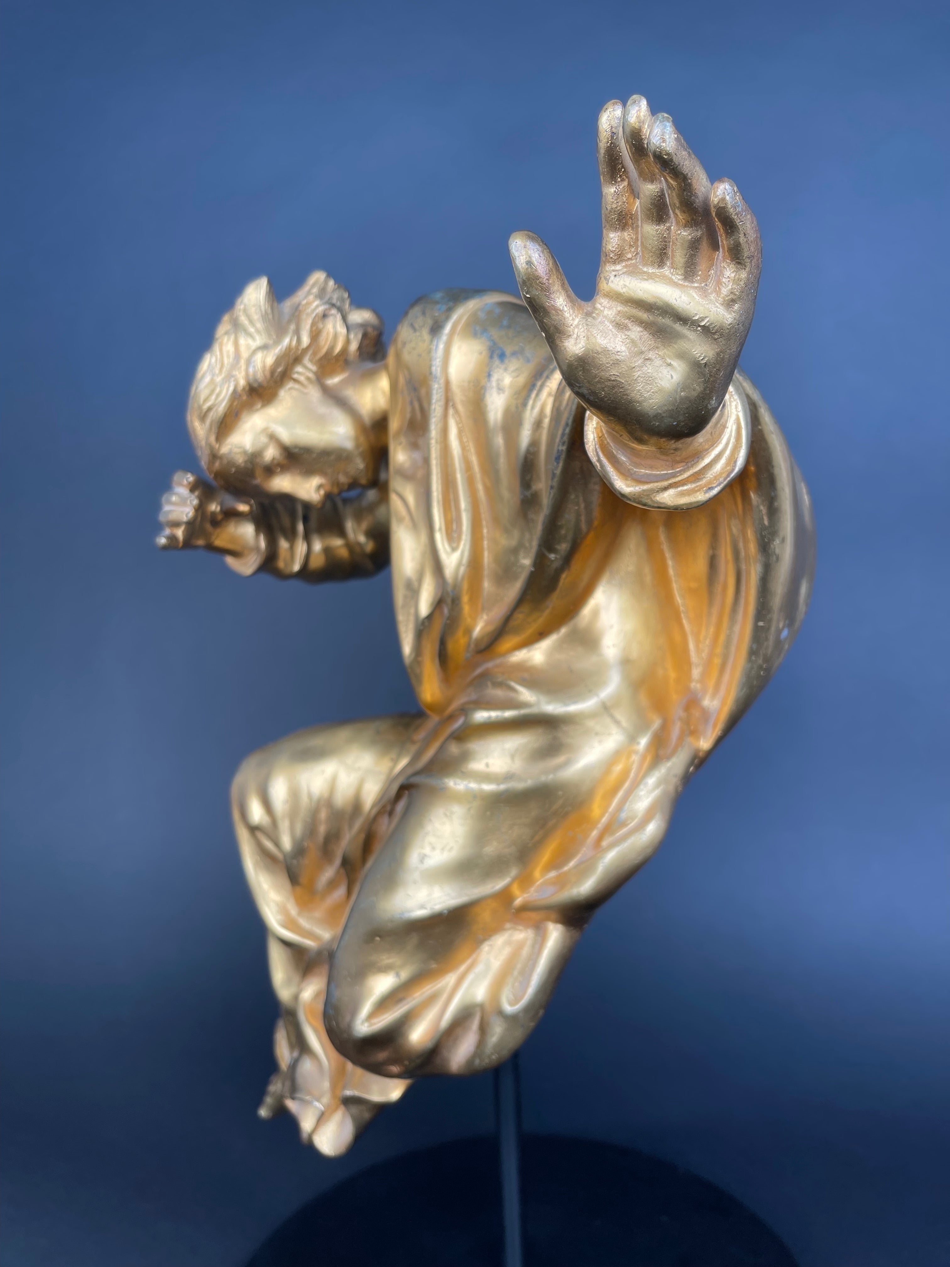 A Large Size Gilt Bronze Figure Of A Man, 17th Century, Italy