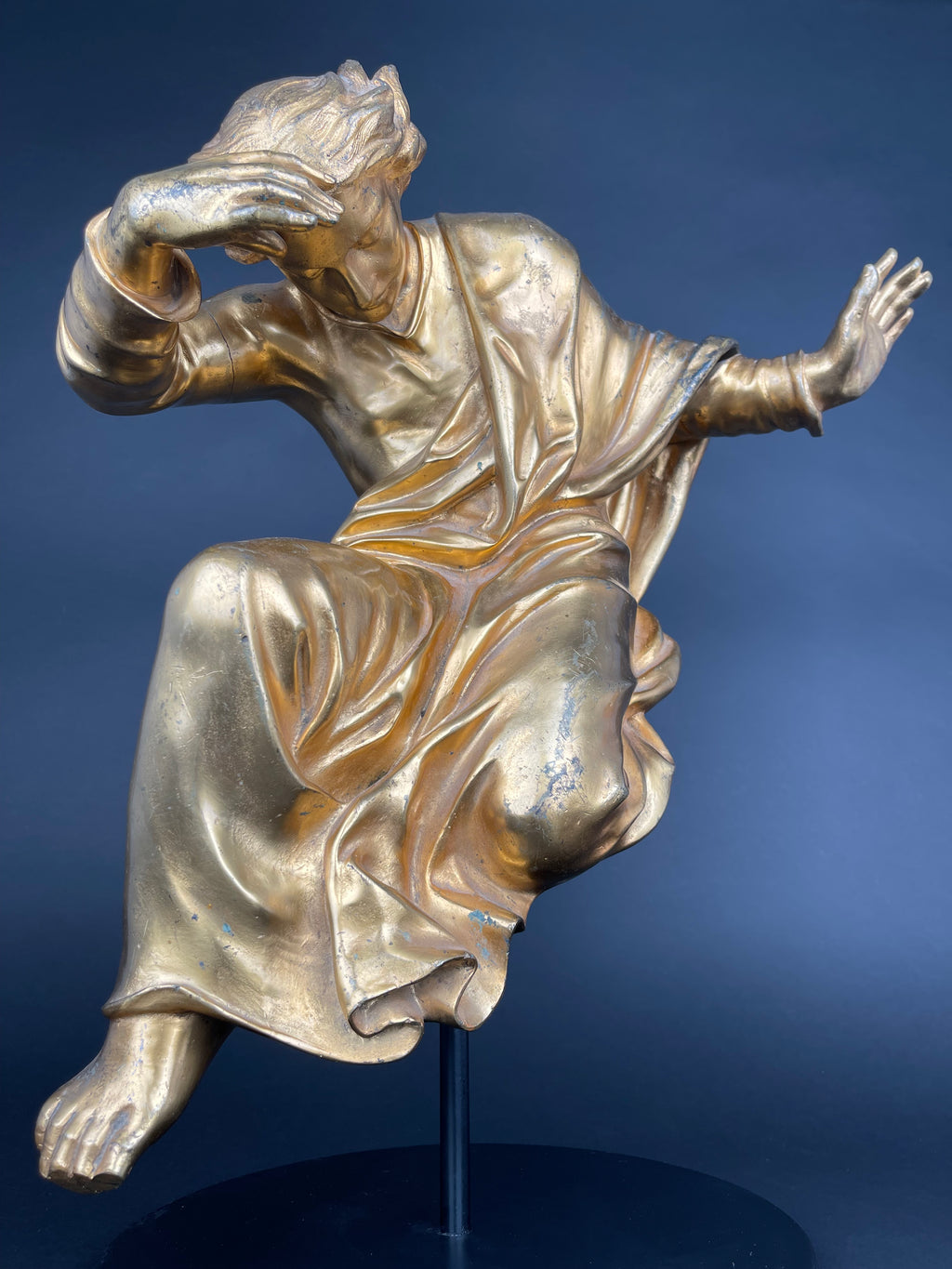 A Large Size Gilt Bronze Figure Of A Man, 17th Century, Italy