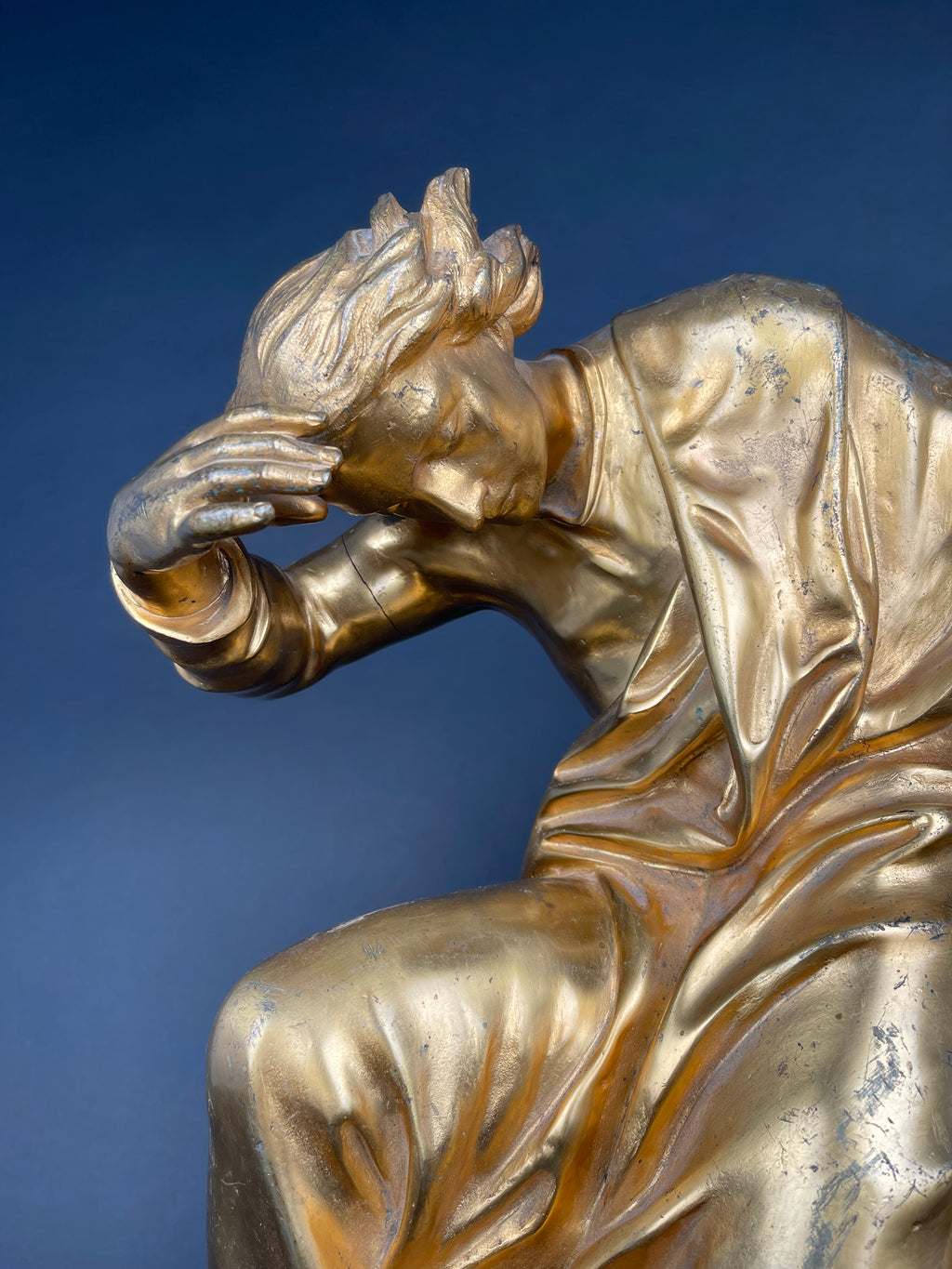 A Large Size Gilt Bronze Figure Of A Man, 17th Century, Italy